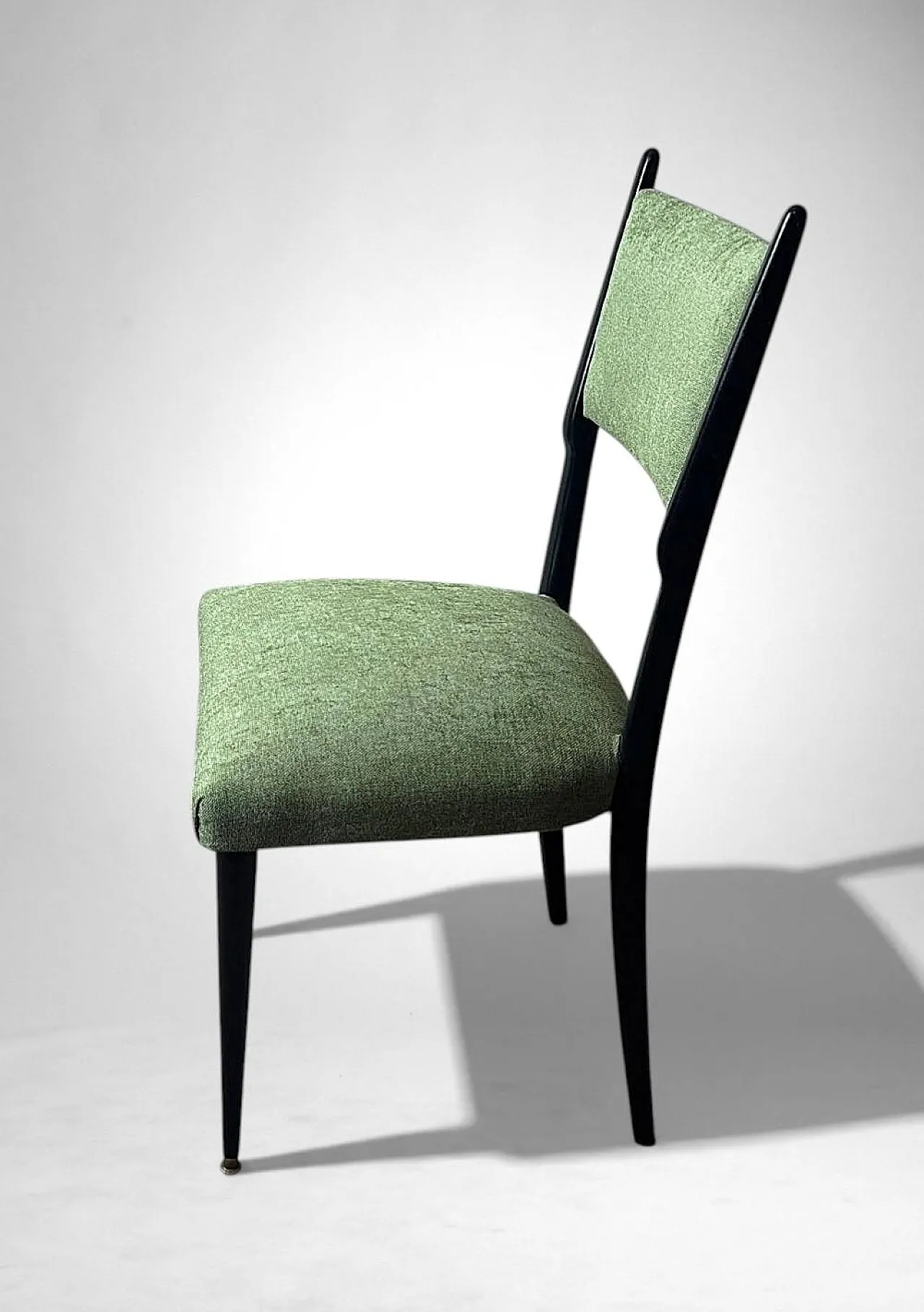 6 Ebonized chairs in wood and upholstery in Ico Parisi Style, 1950s 11