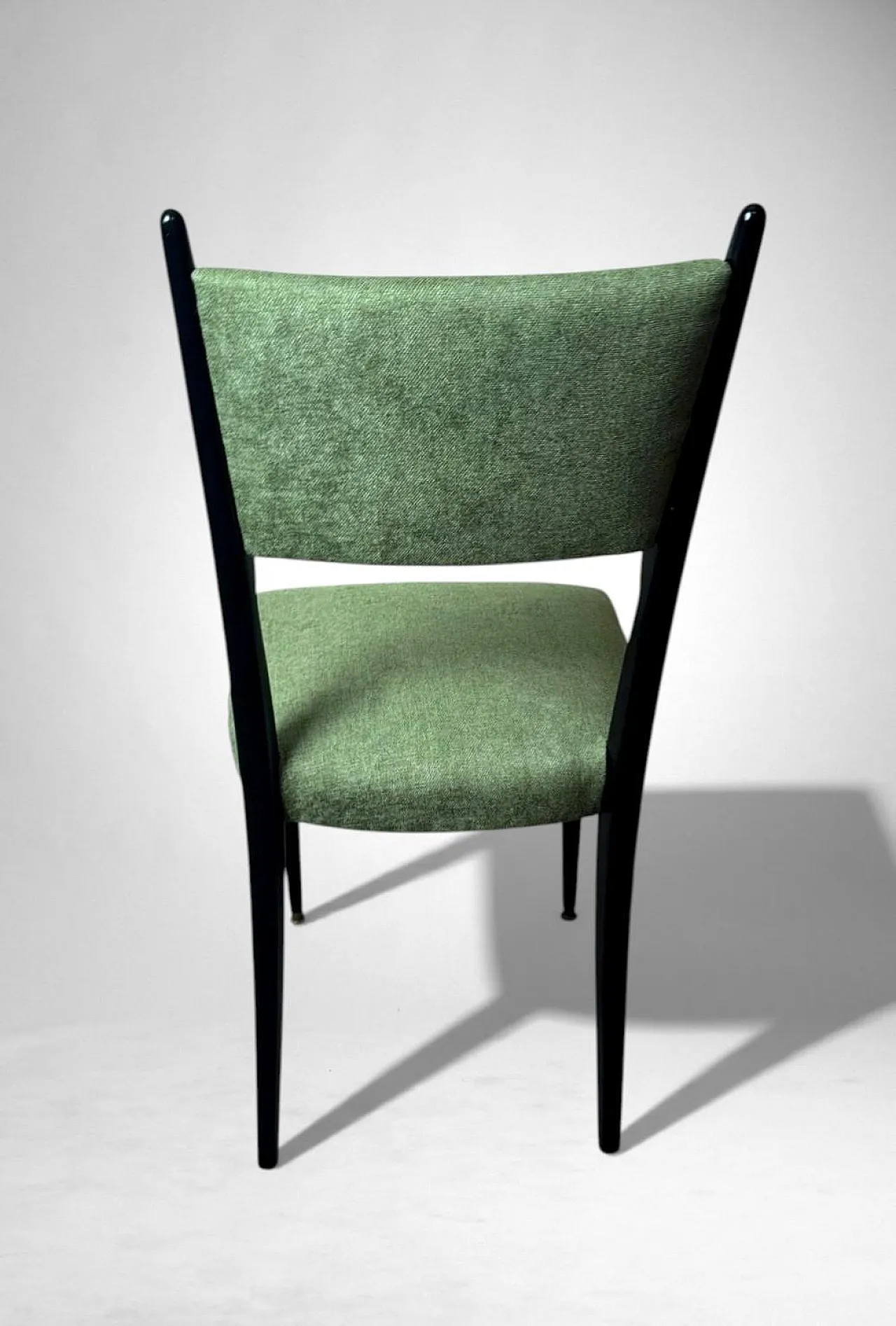 6 Ebonized chairs in wood and upholstery in Ico Parisi Style, 1950s 12