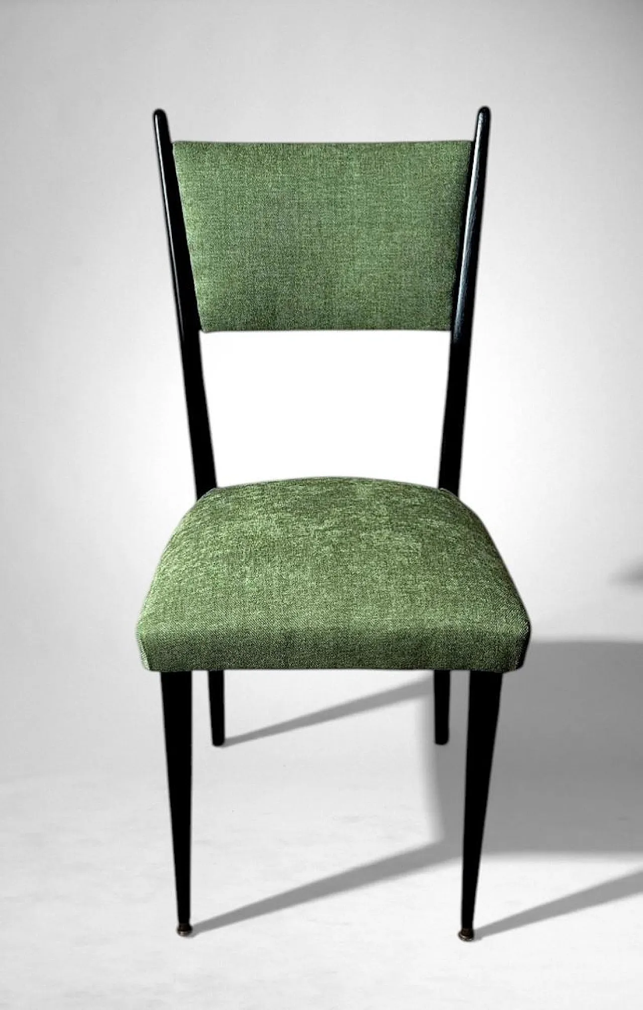 6 Ebonized chairs in wood and upholstery in Ico Parisi Style, 1950s 13
