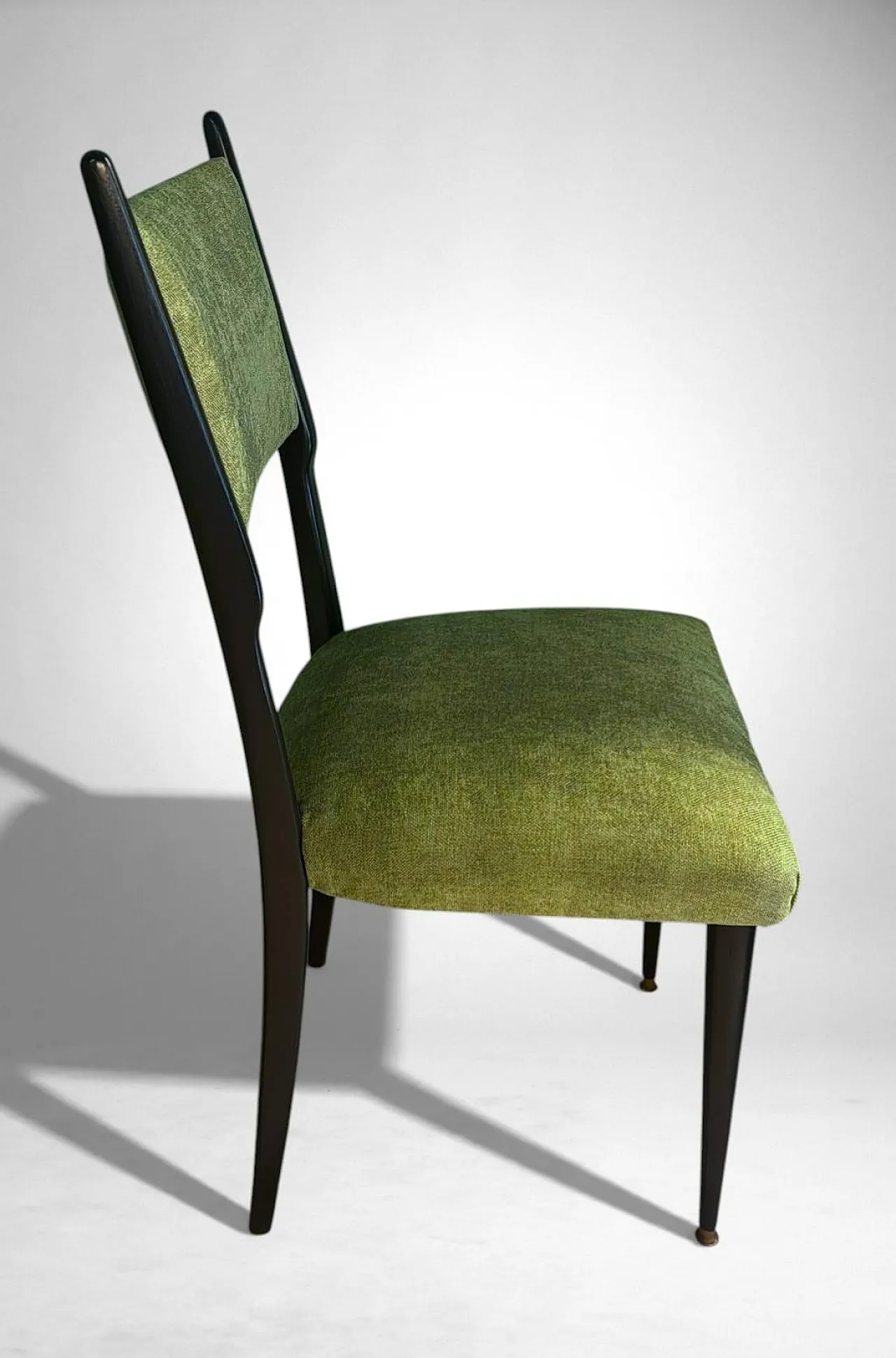 6 Ebonized chairs in wood and upholstery in Ico Parisi Style, 1950s 14
