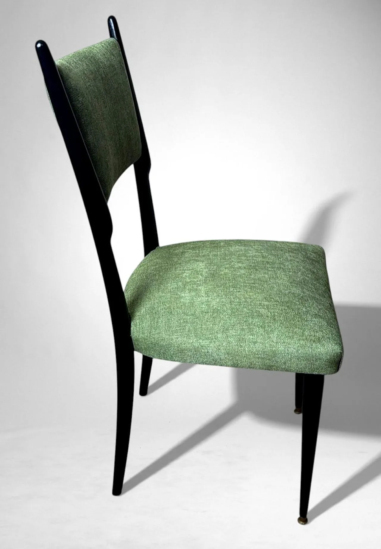 6 Ebonized chairs in wood and upholstery in Ico Parisi Style, 1950s 15