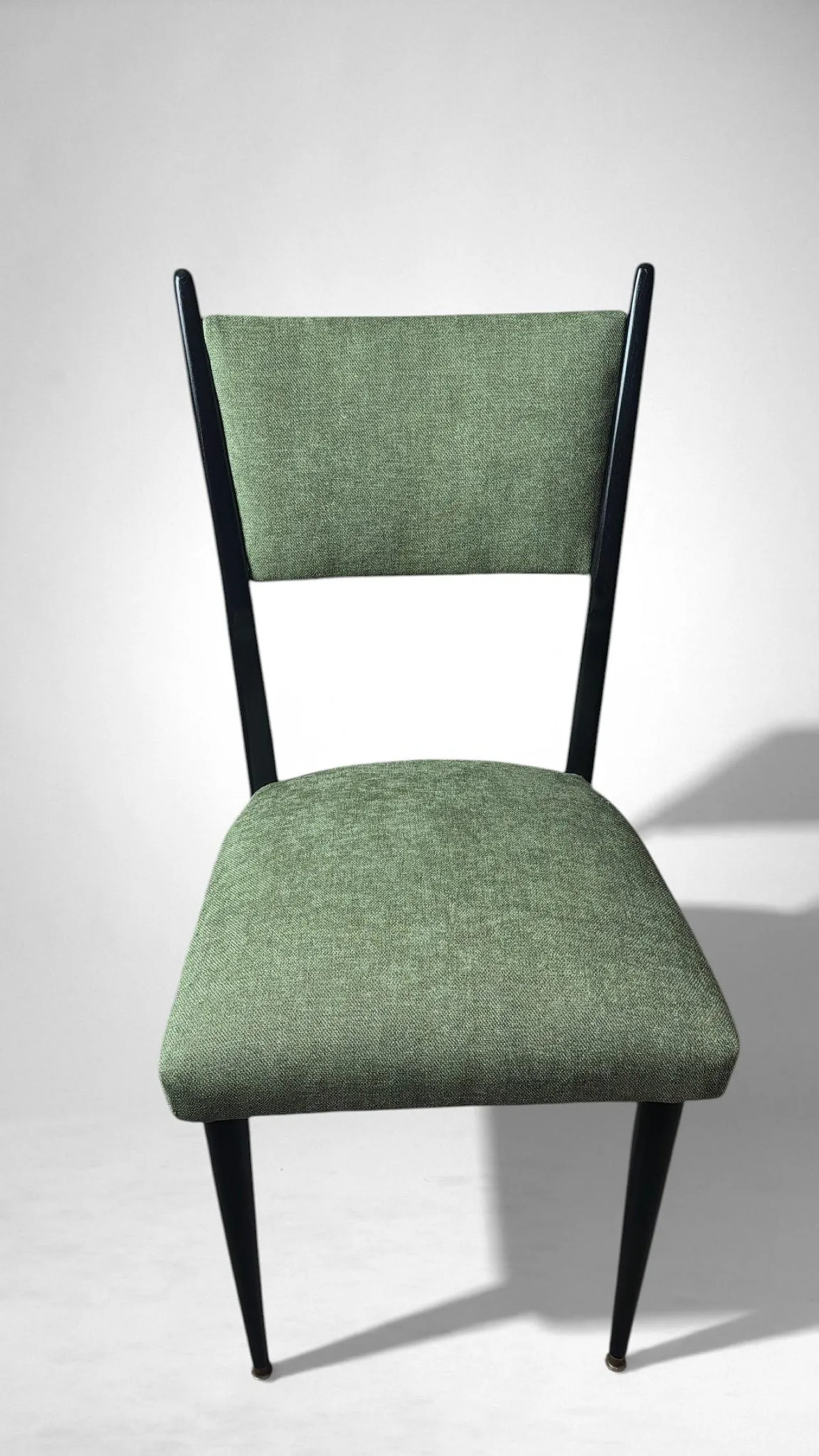 6 Ebonized chairs in wood and upholstery in Ico Parisi Style, 1950s 16