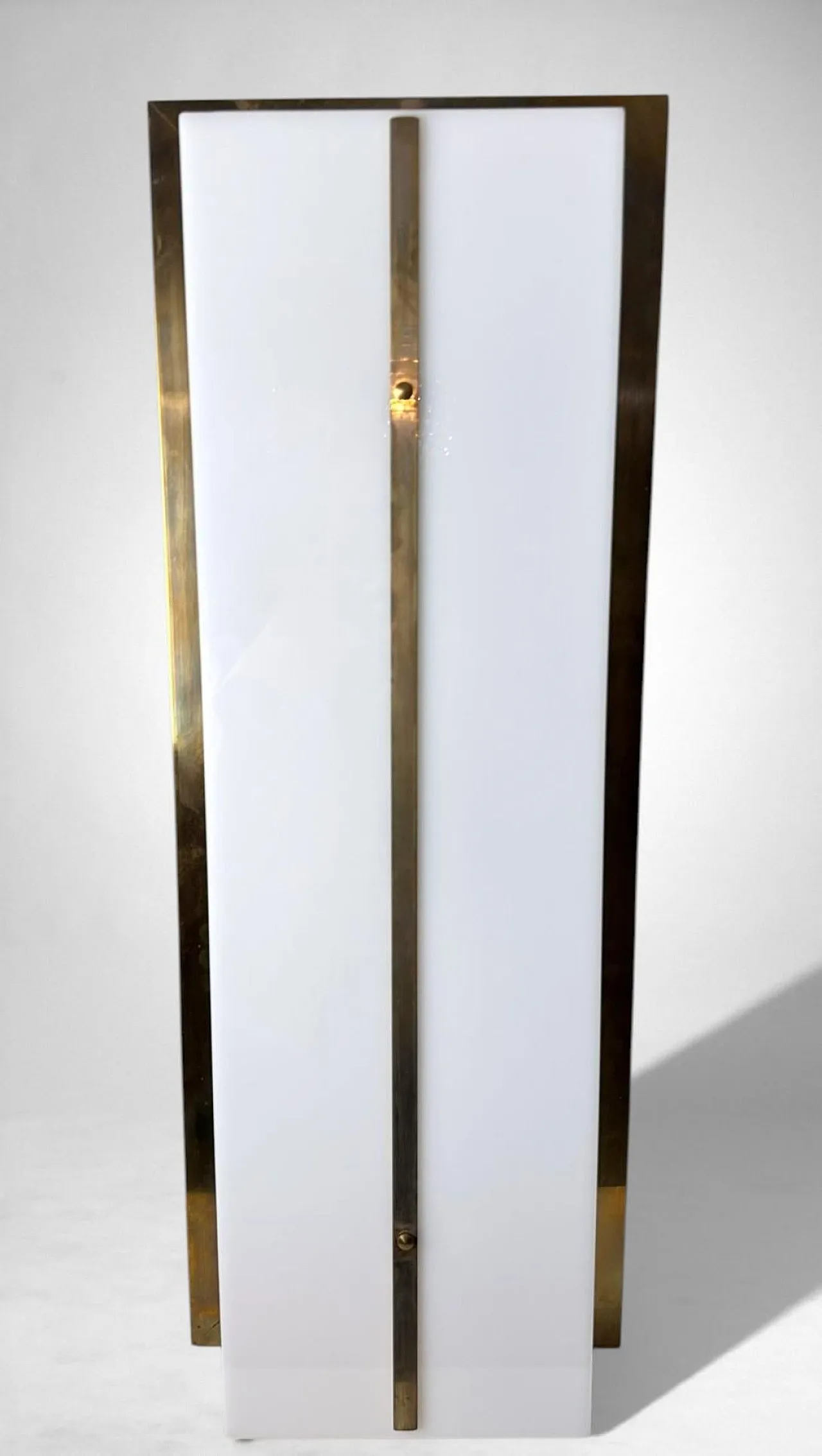 Pair of brass and opaline plexiglass wall sconces, 1960s 4