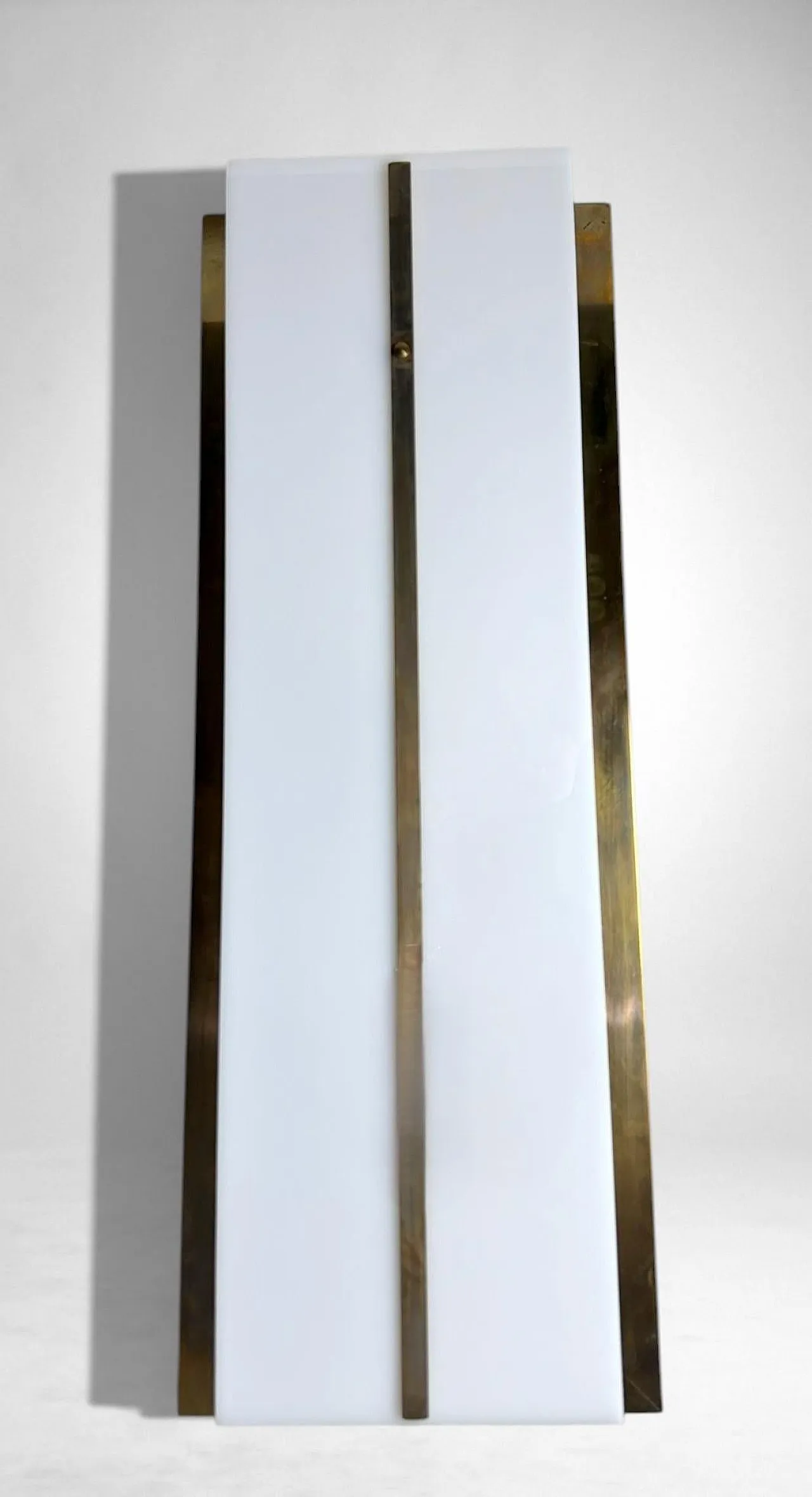 Pair of brass and opaline plexiglass wall sconces, 1960s 6