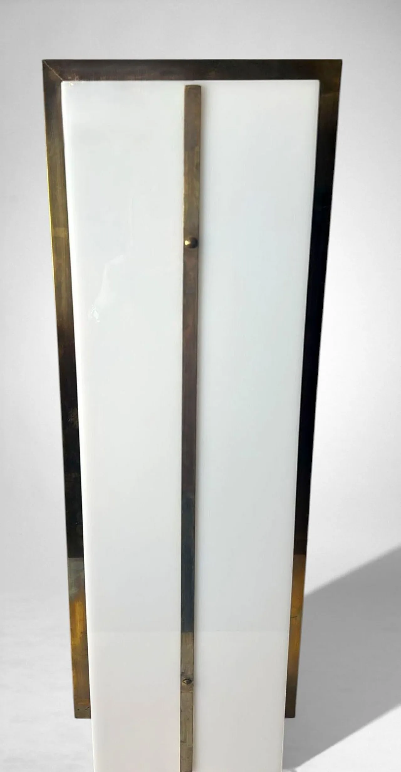 Pair of brass and opaline plexiglass wall sconces, 1960s 7