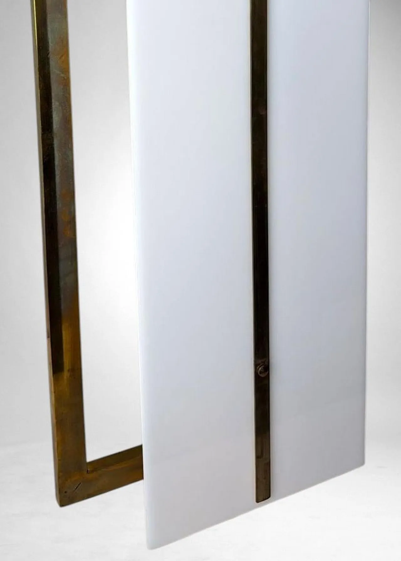 Pair of brass and opaline plexiglass wall sconces, 1960s 10