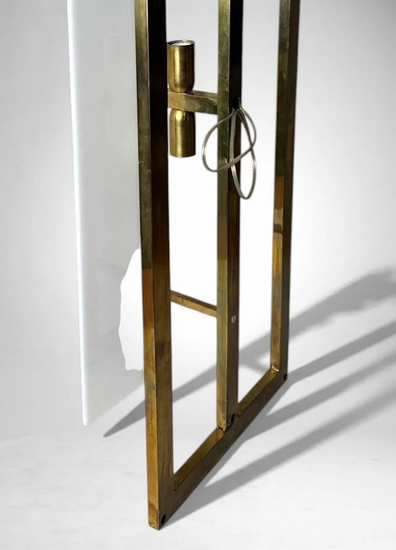 Pair of brass and opaline plexiglass wall sconces, 1960s 14