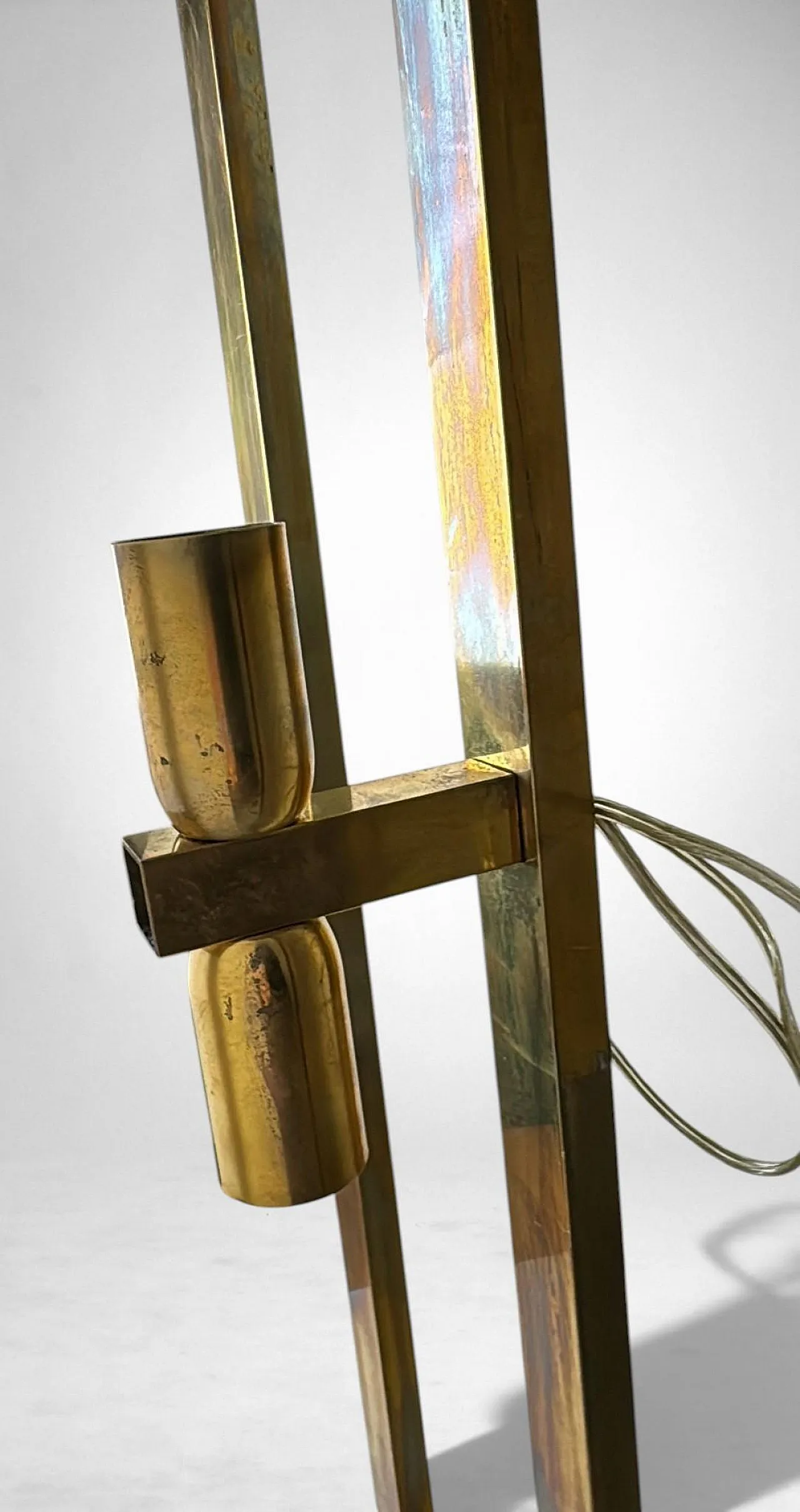 Pair of brass and opaline plexiglass wall sconces, 1960s 16