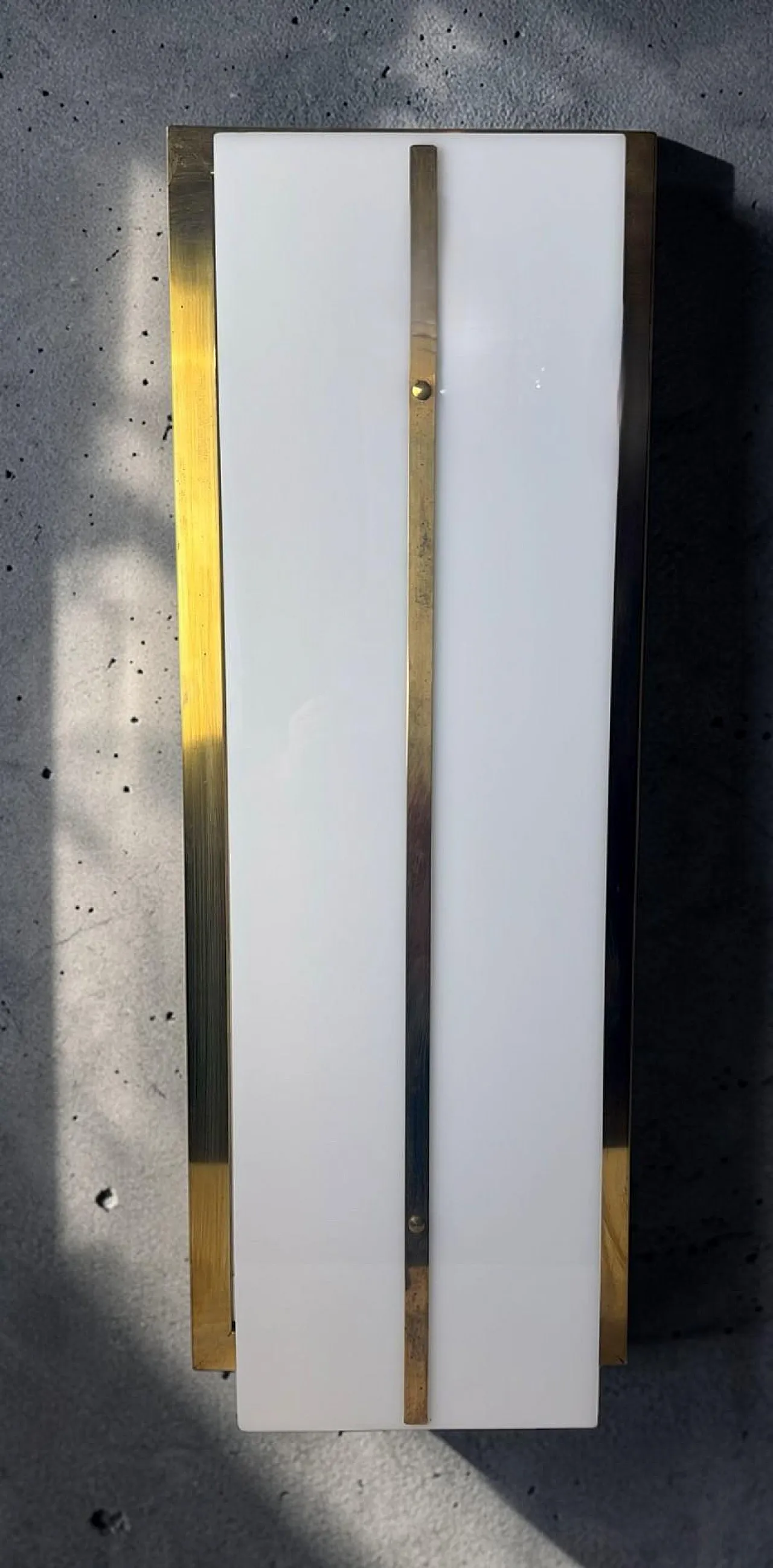 Pair of brass and opaline plexiglass wall sconces, 1960s 18