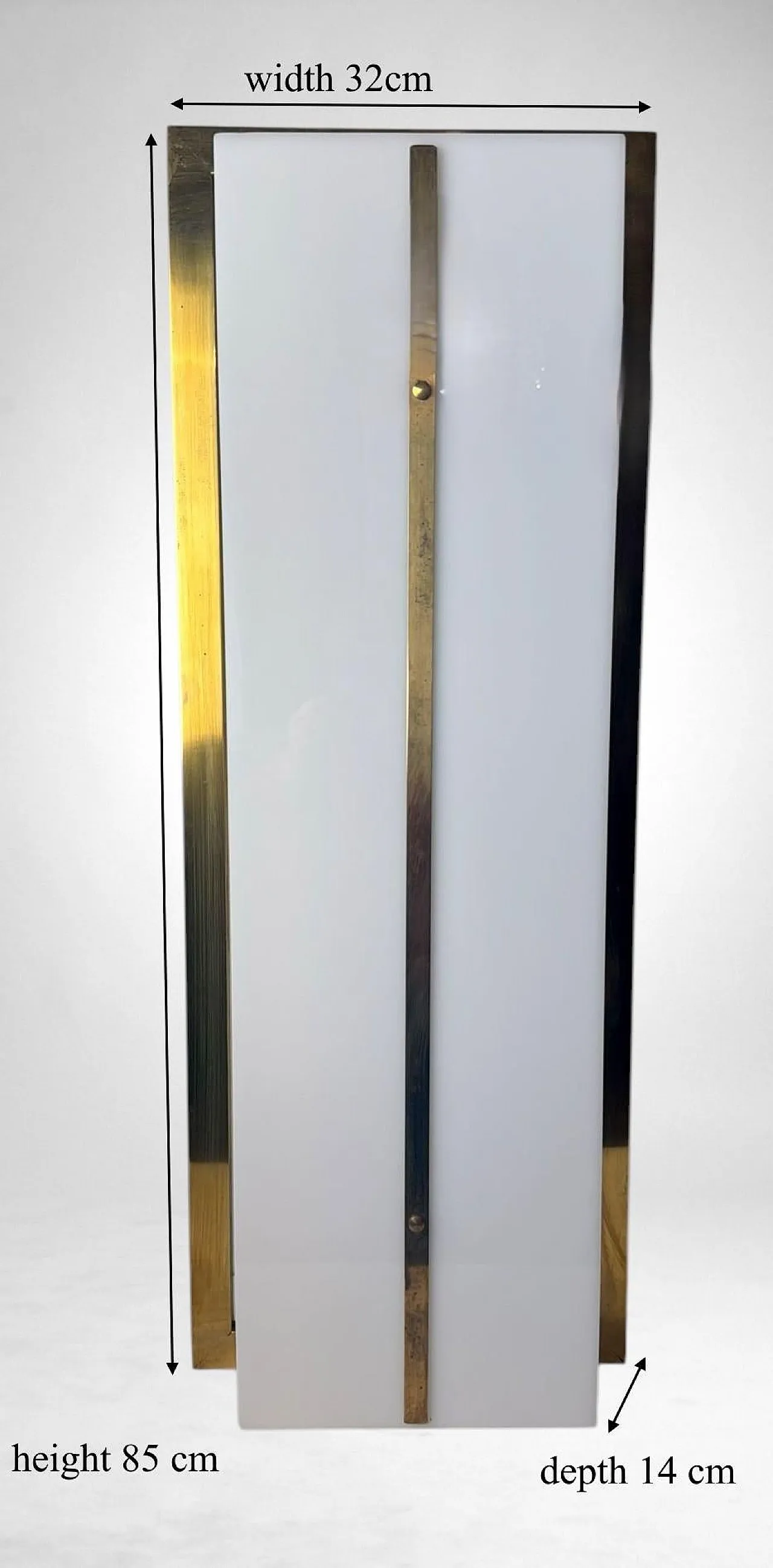 Pair of brass and opaline plexiglass wall sconces, 1960s 19