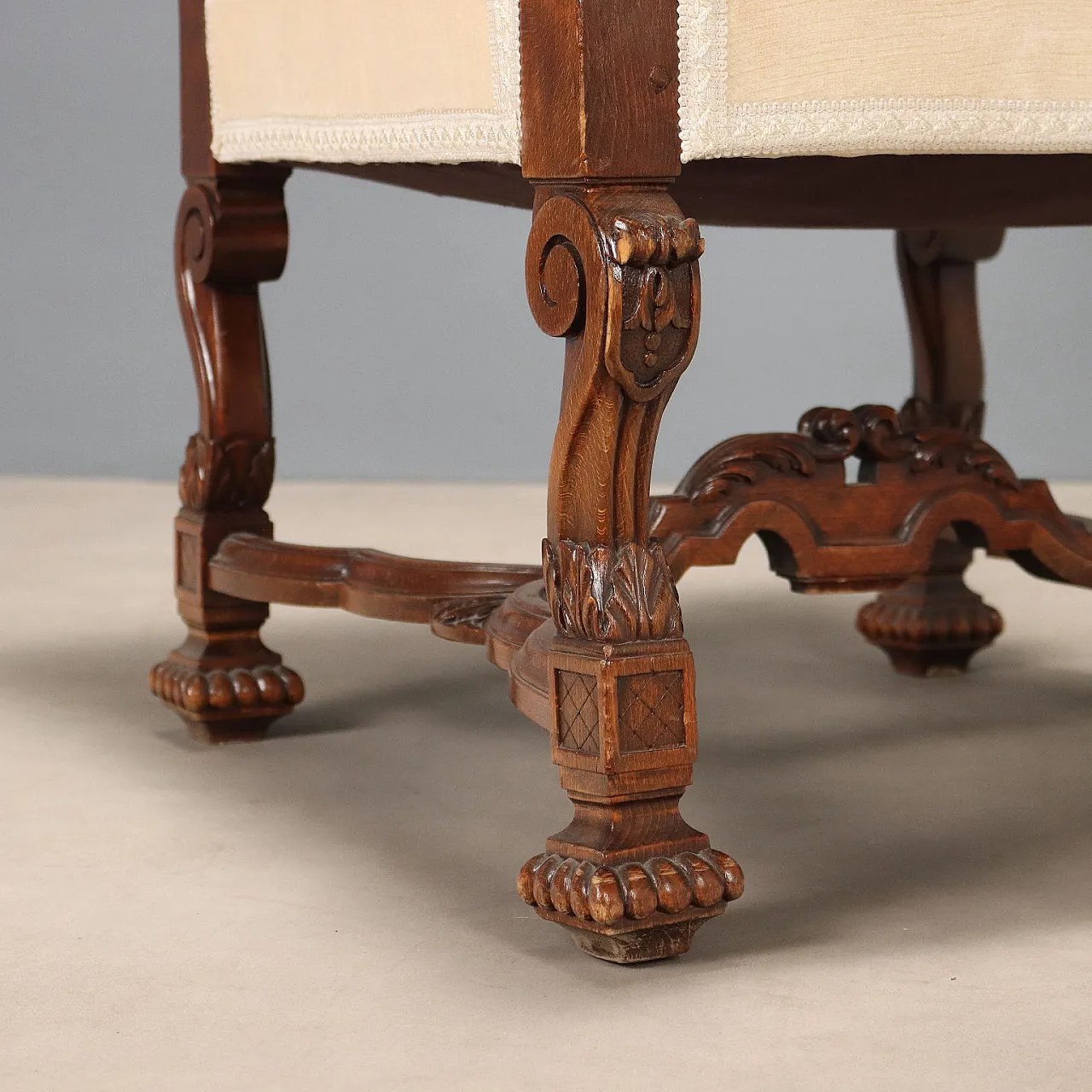 Neobaroque armchair in walnut-stained beech, 20th century 6