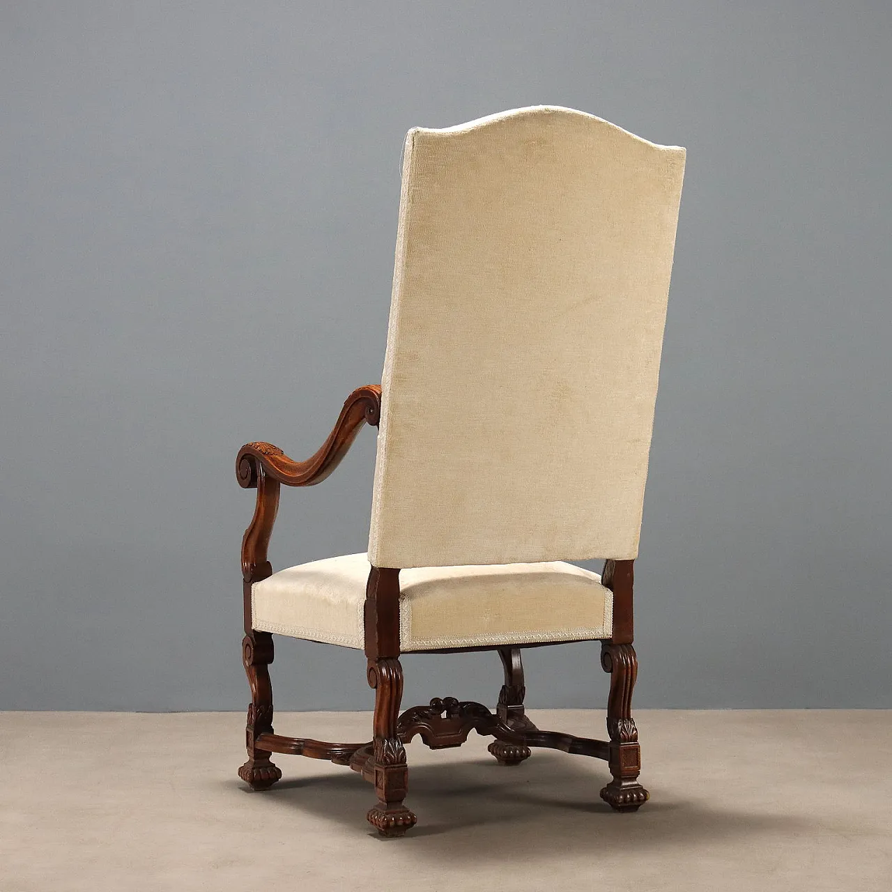 Neobaroque armchair in walnut-stained beech, 20th century 9
