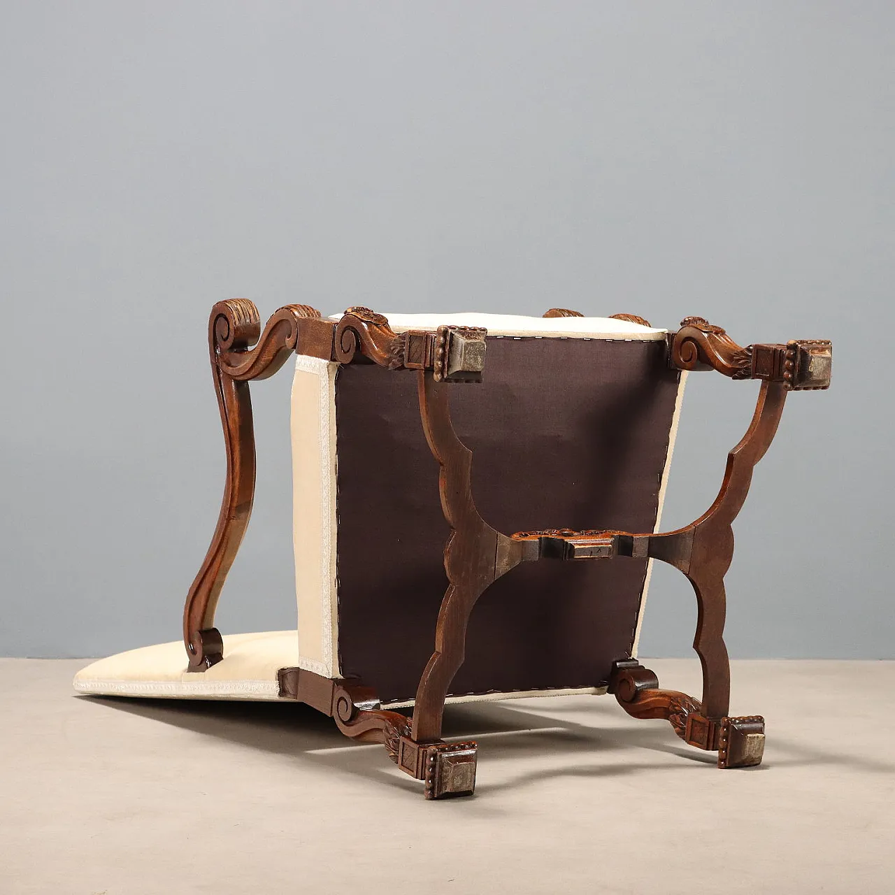 Neobaroque armchair in walnut-stained beech, 20th century 10