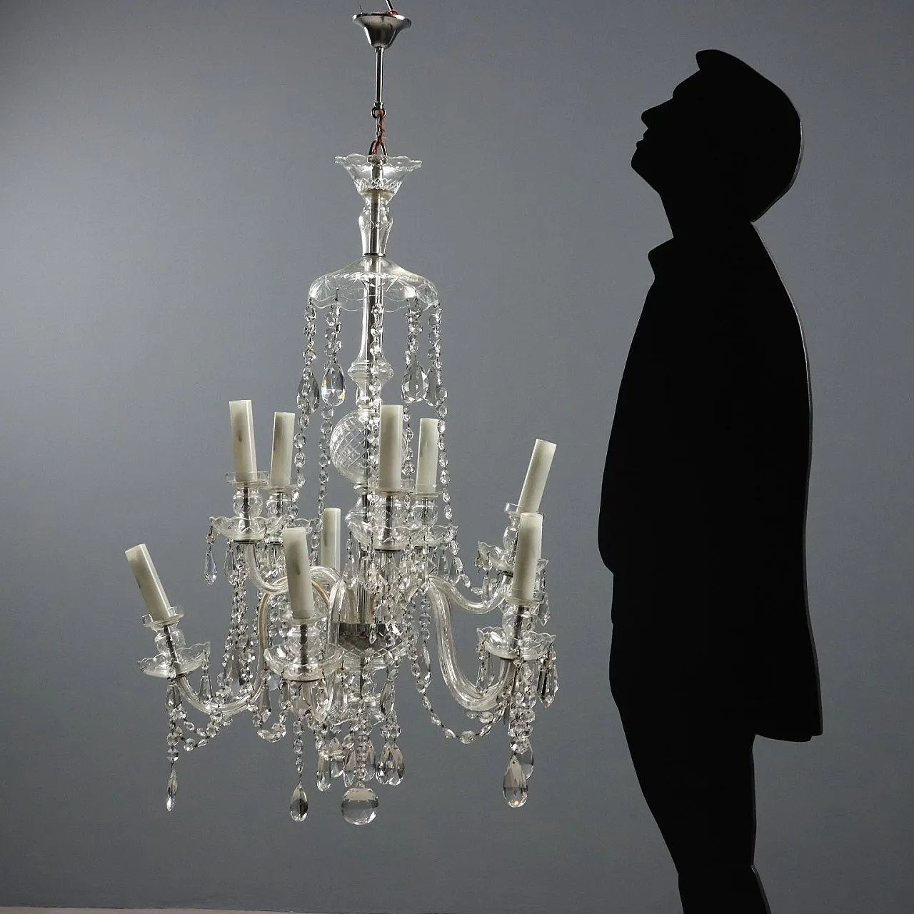 Lampadario in vetro dodici luci, '900 2