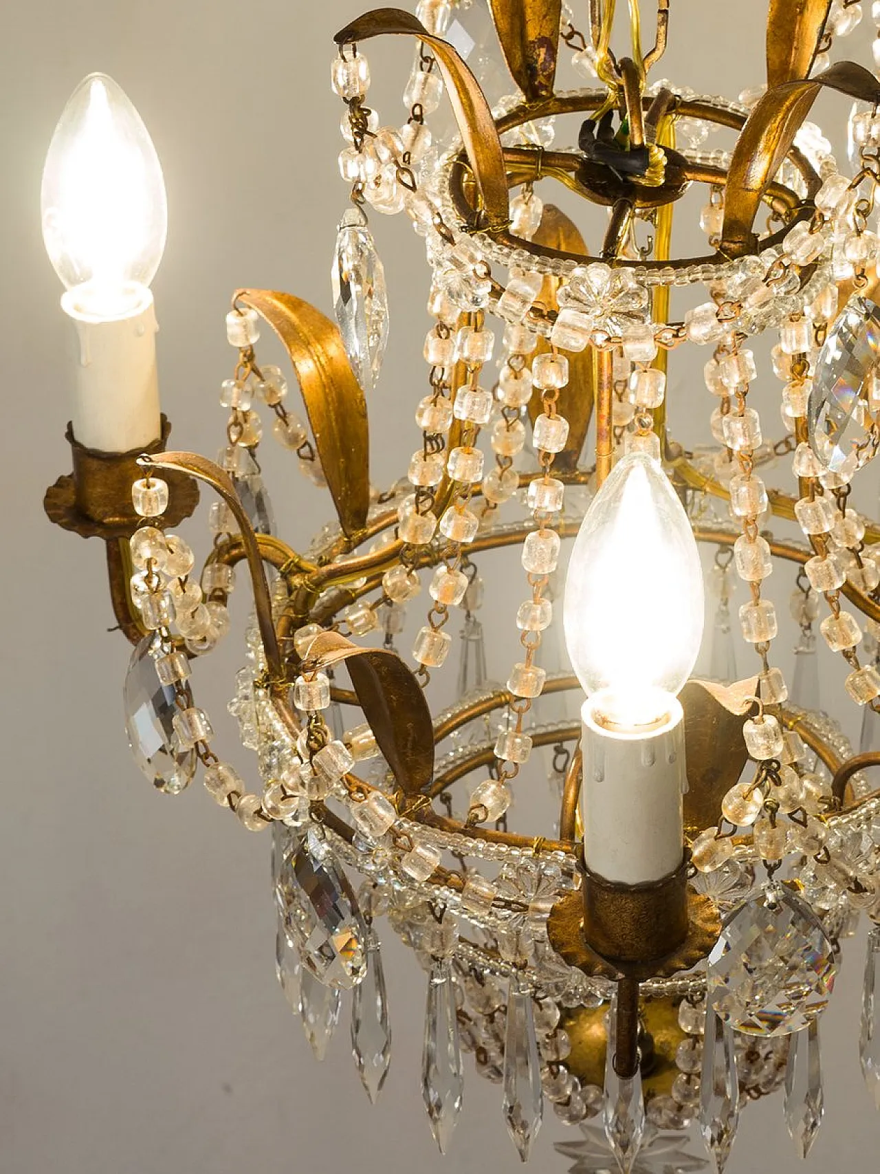 Lampadario in stile impero con pendenti, anni '50 4