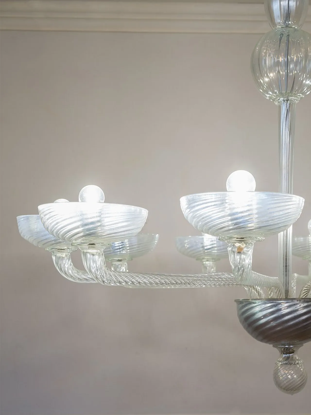 Lampadario Mid-Century in vetro di Murano, anni '50 5