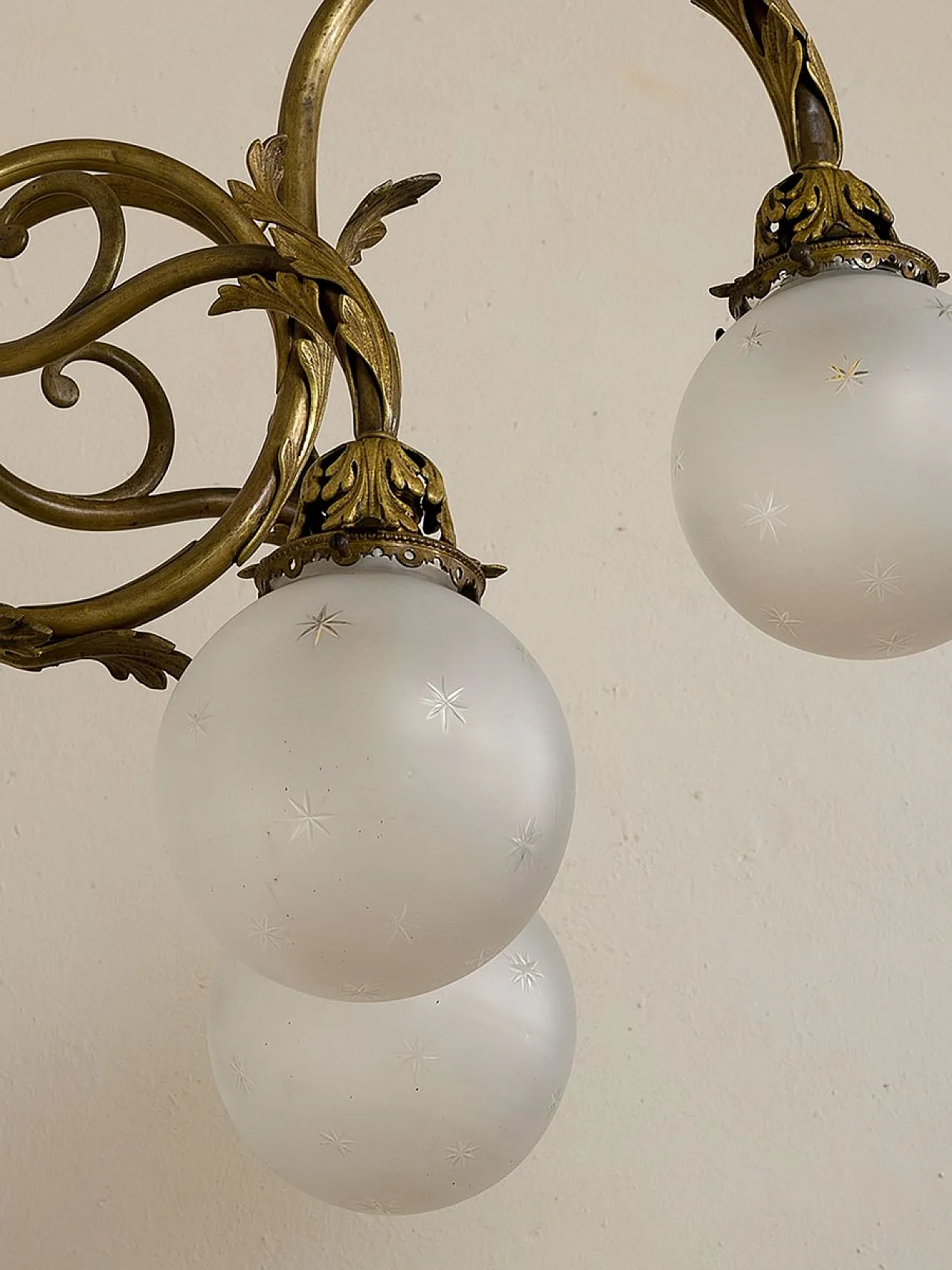 Lampada da parete Liberty in bronzo, metà '800 7