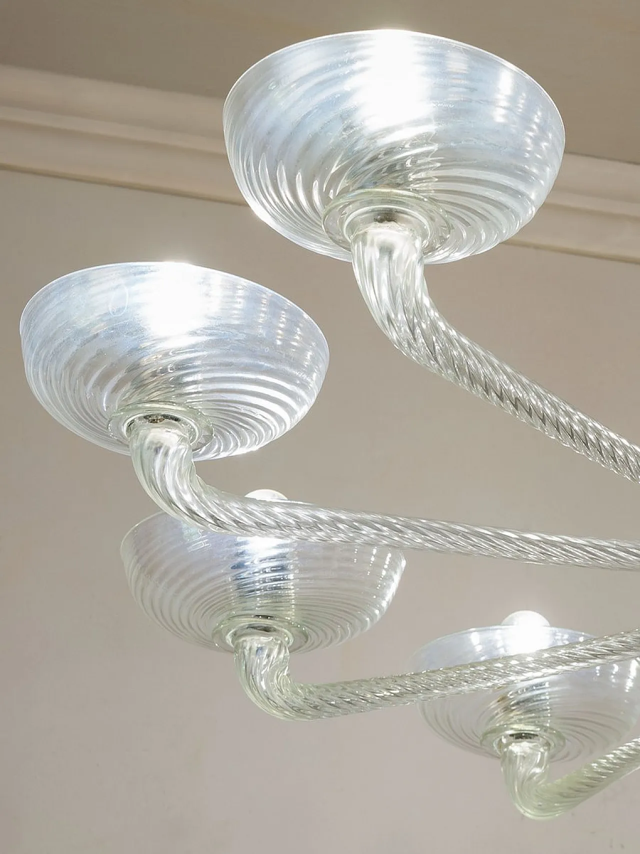 Lampadario Mid-Century in vetro di Murano, anni '50 8