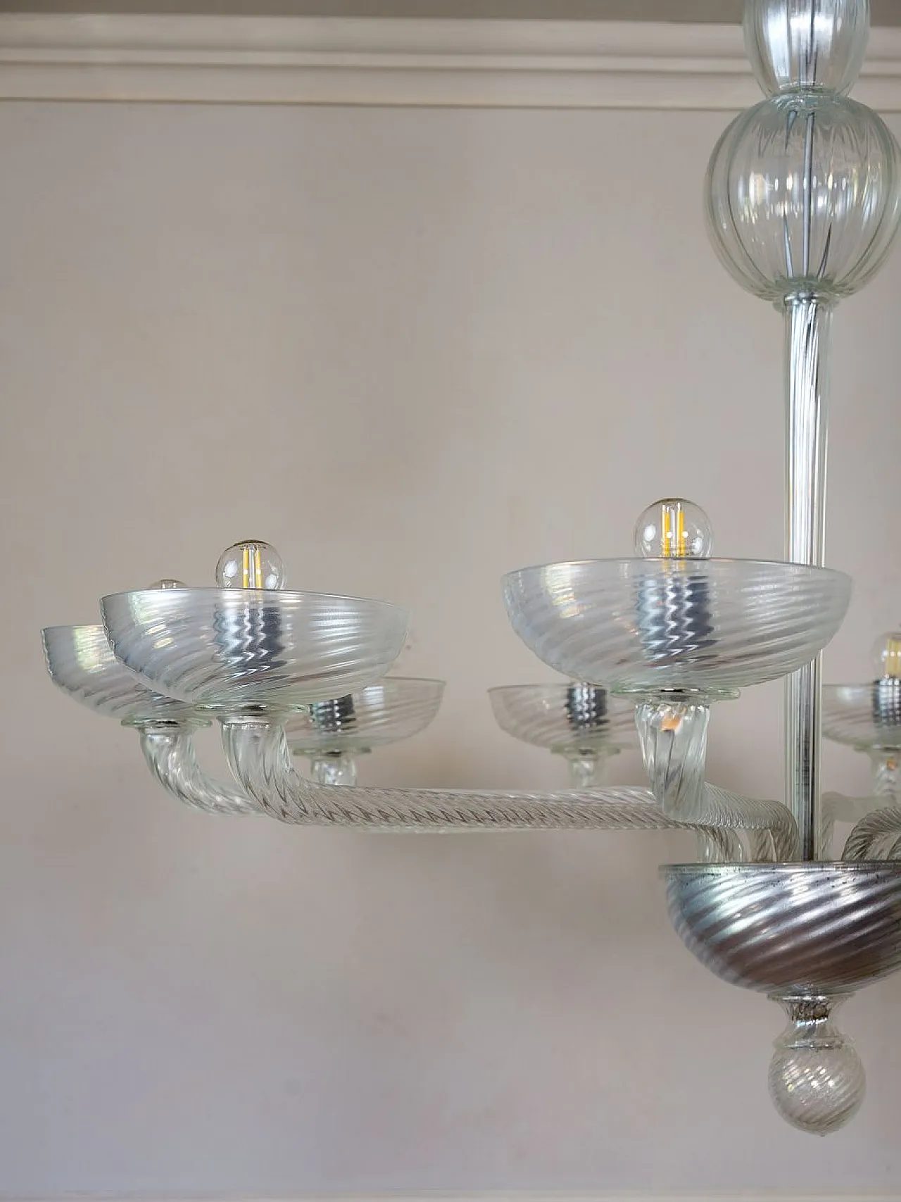 Lampadario Mid-Century in vetro di Murano, anni '50 9