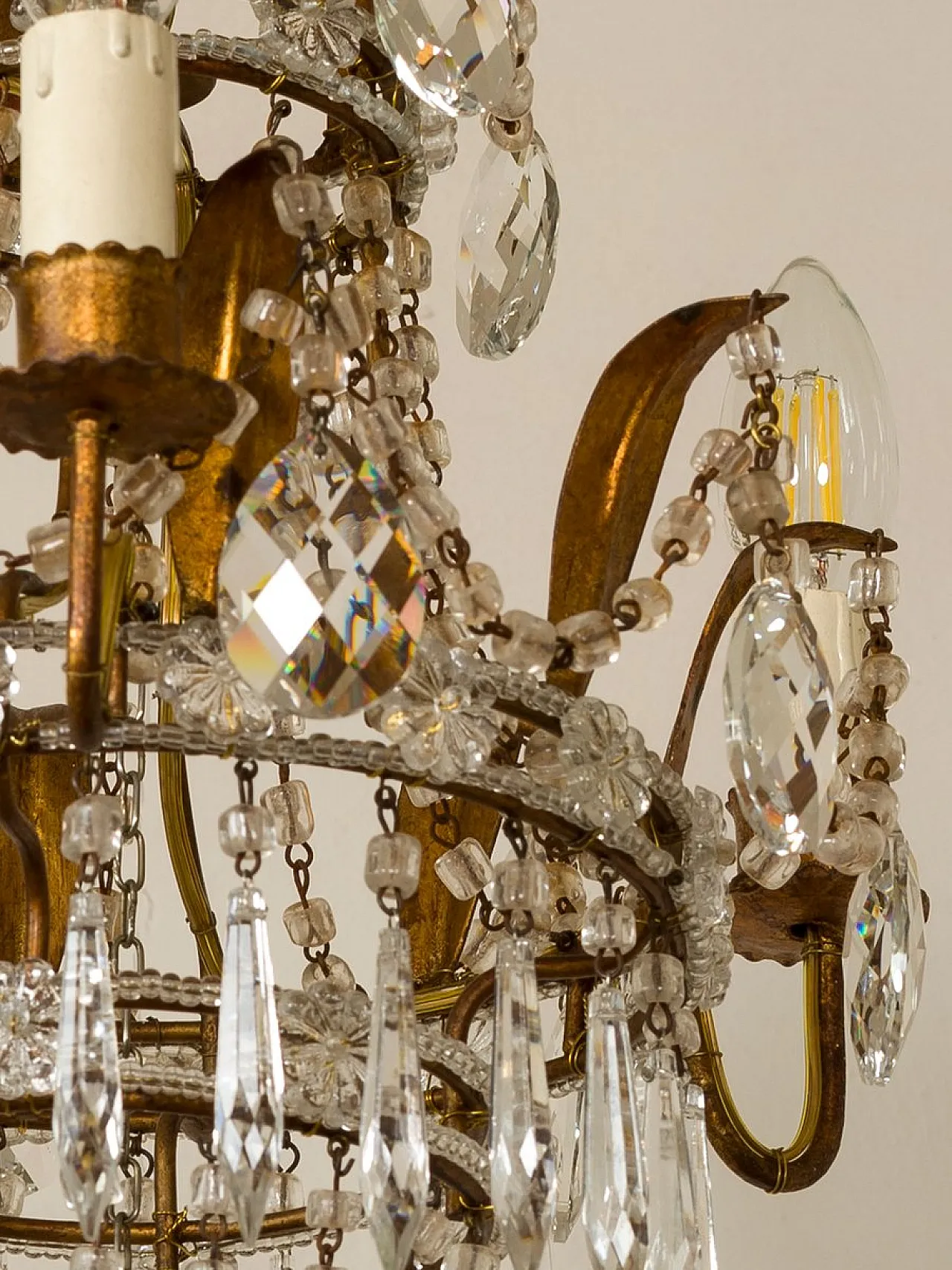 Lampadario in stile impero con pendenti, anni '50 9