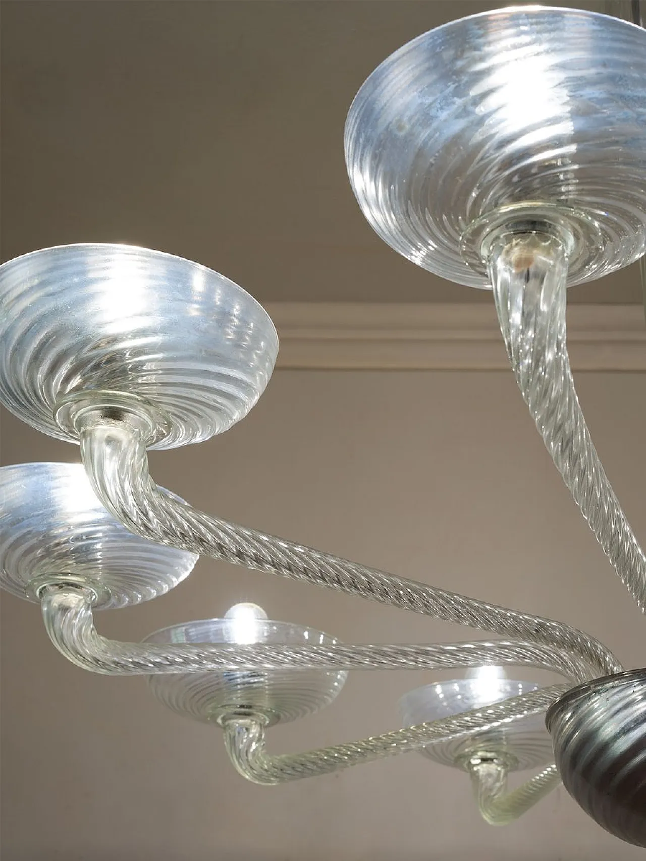 Lampadario Mid-Century in vetro di Murano, anni '50 11