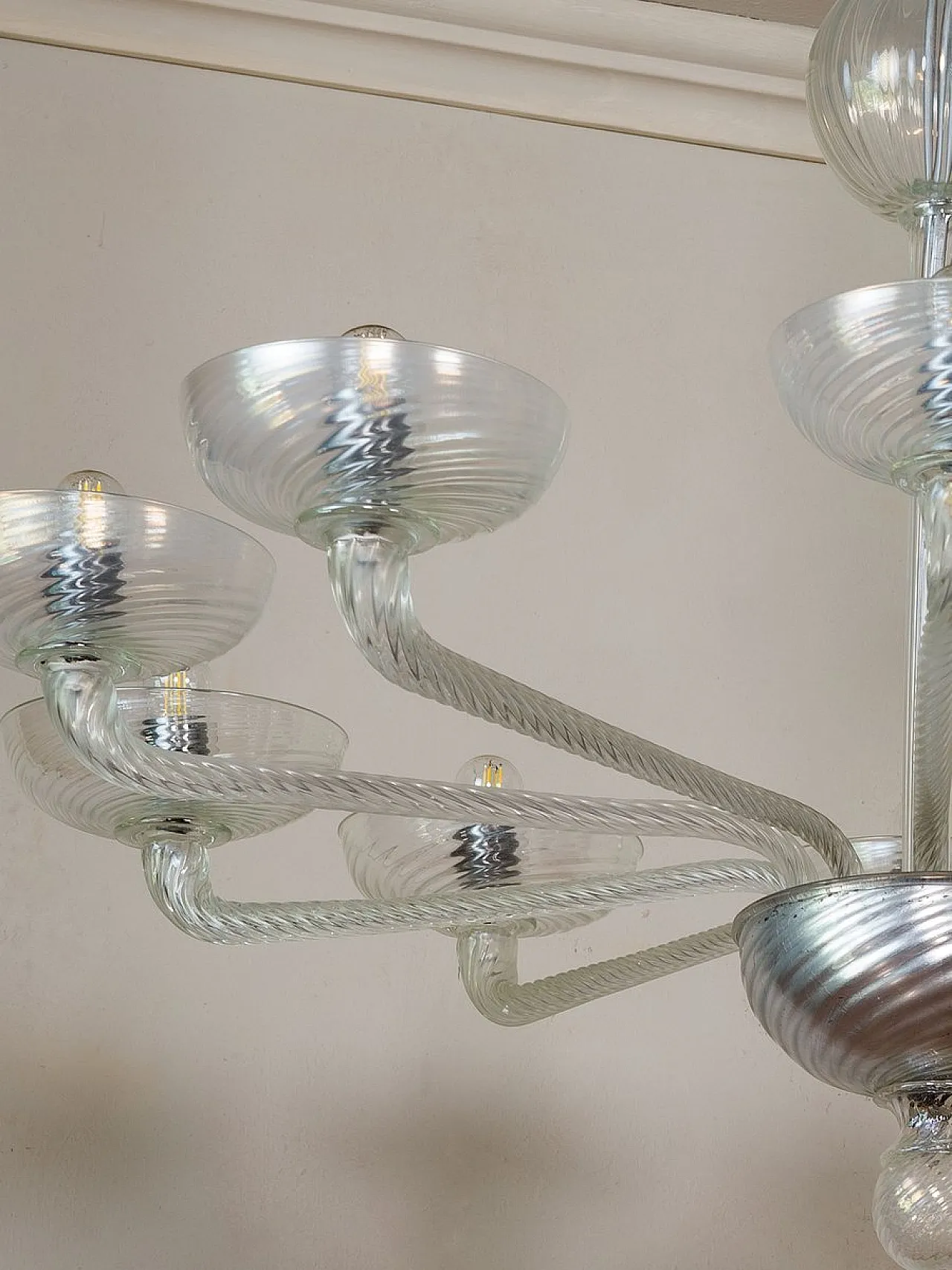 Lampadario Mid-Century in vetro di Murano, anni '50 12