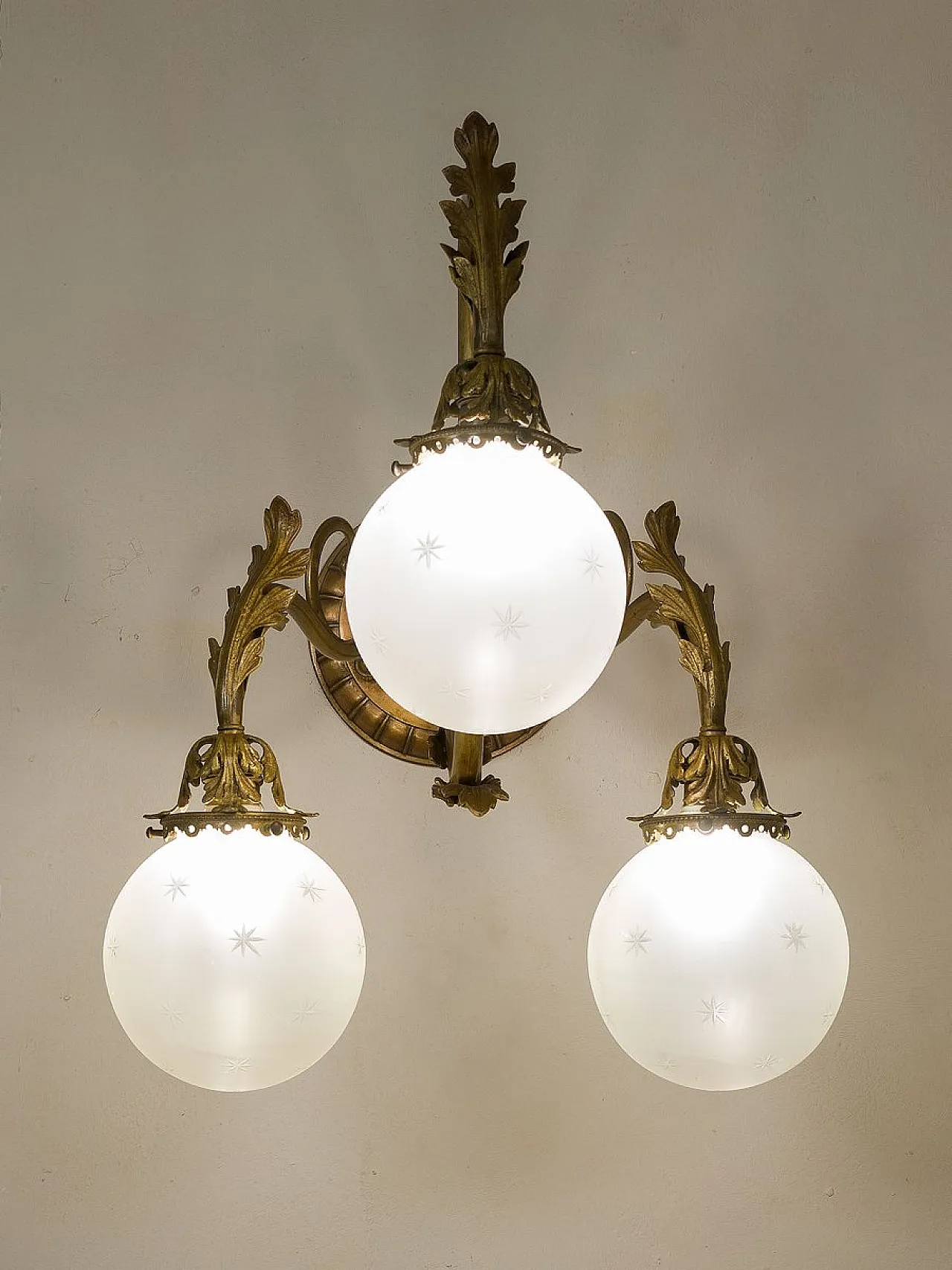 Lampada da parete Liberty in bronzo, metà '800 11