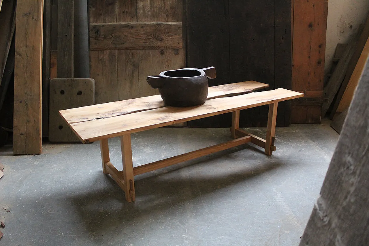 Old Japanese style oak bench, 2000s 2