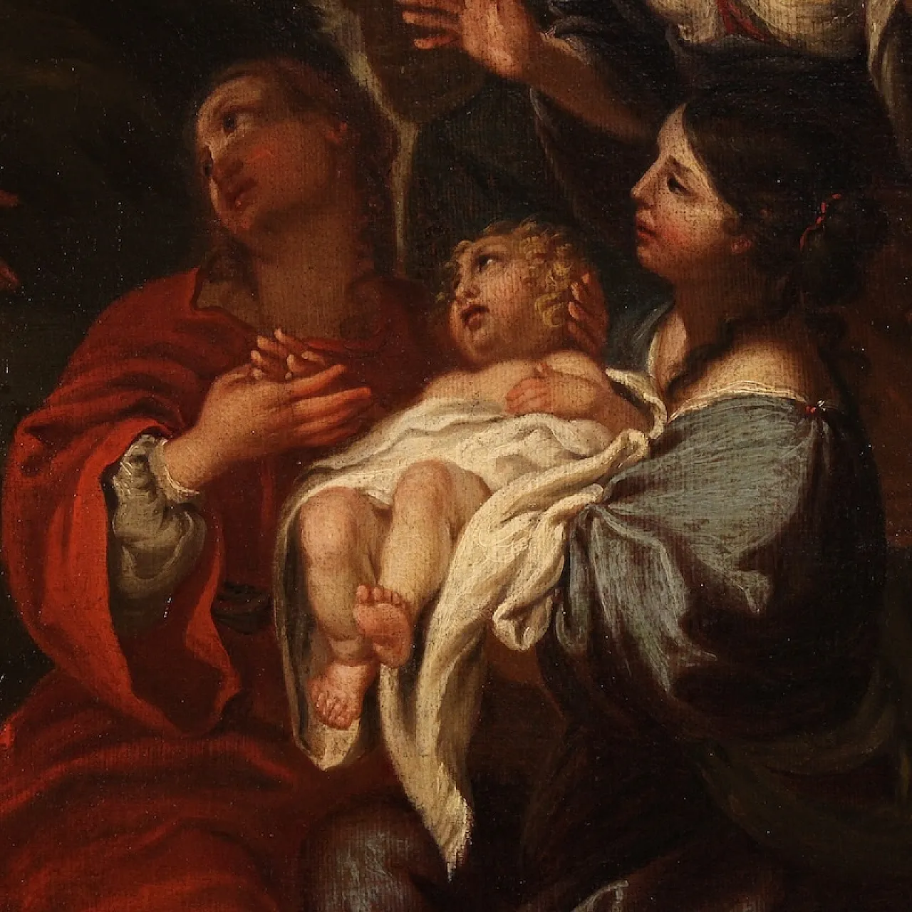 Moses saved from the waters, Italian oil on canvas, 17th century 5
