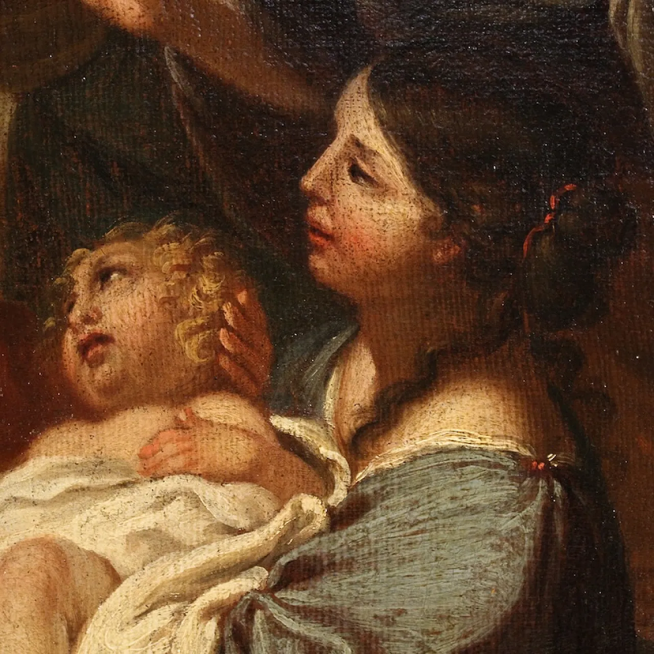 Moses saved from the waters, Italian oil on canvas, 17th century 12