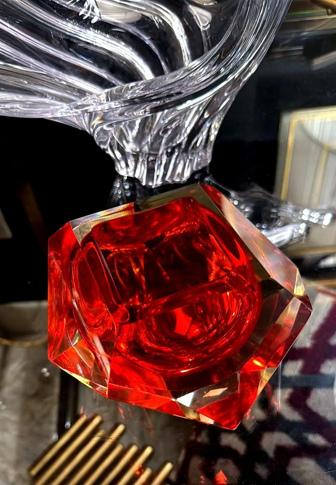 Mandruzzato style in Murano Sommerso glass ashtray, 20th century 15