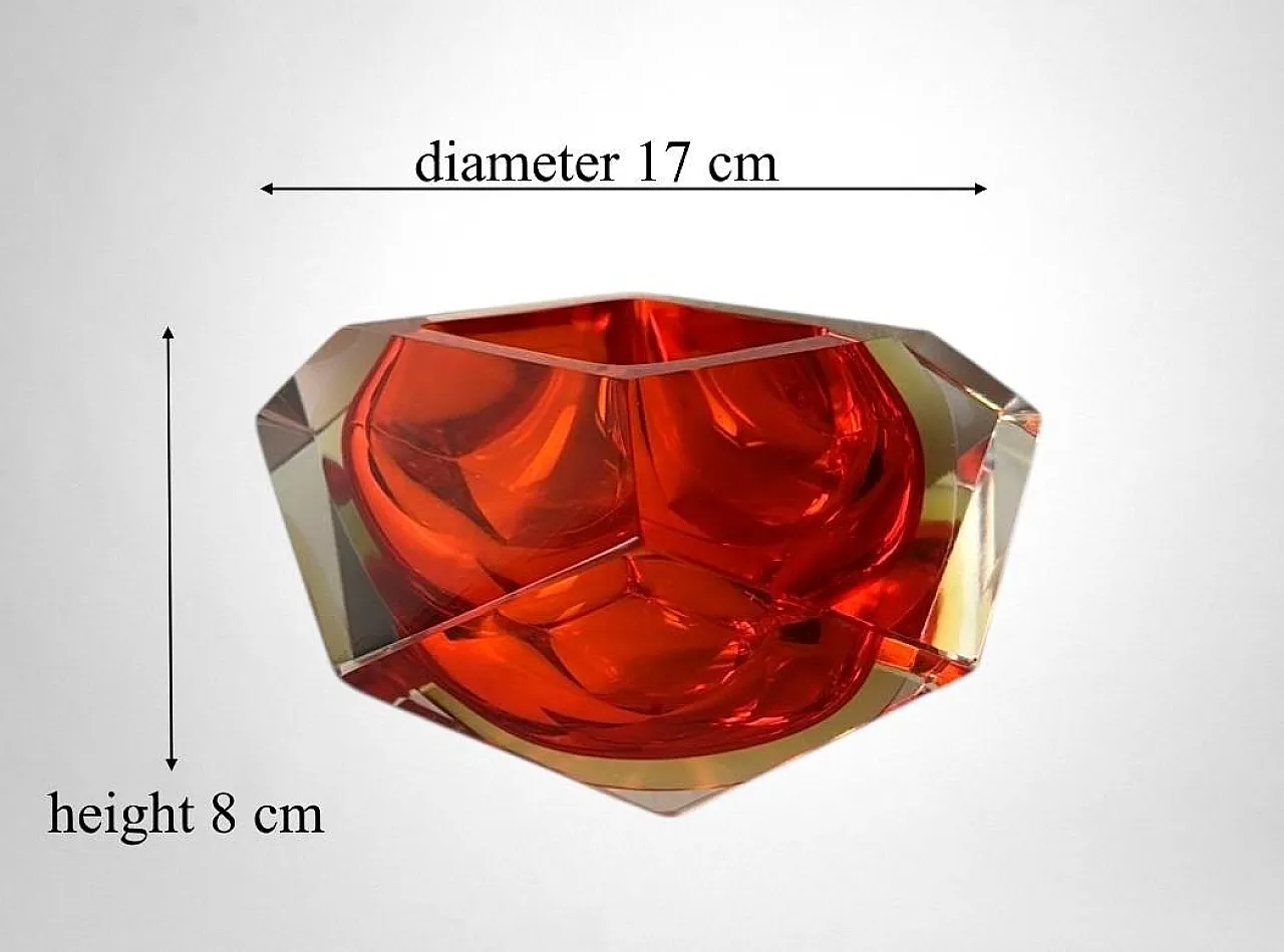 Mandruzzato style in Murano Sommerso glass ashtray, 20th century 18