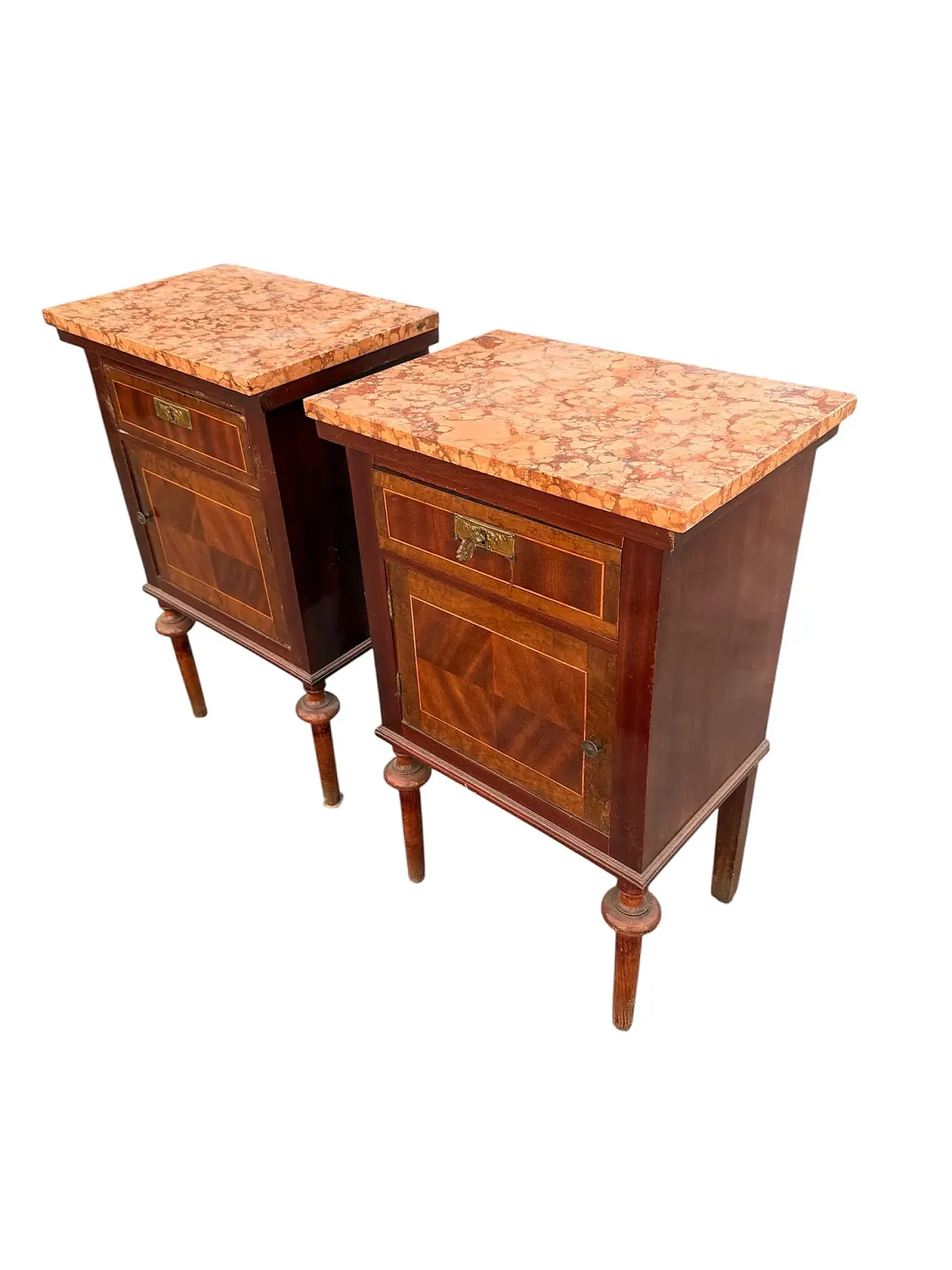 Pair of Louis XVI style inlaid bedside tables, 1950s 3