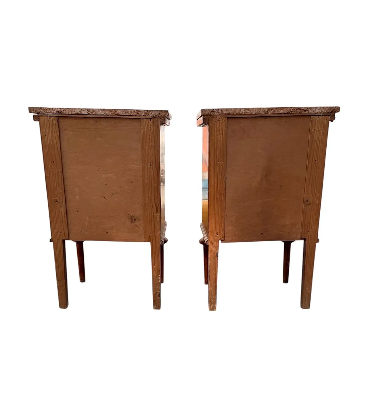 Pair of Louis XVI style inlaid bedside tables, 1950s 5