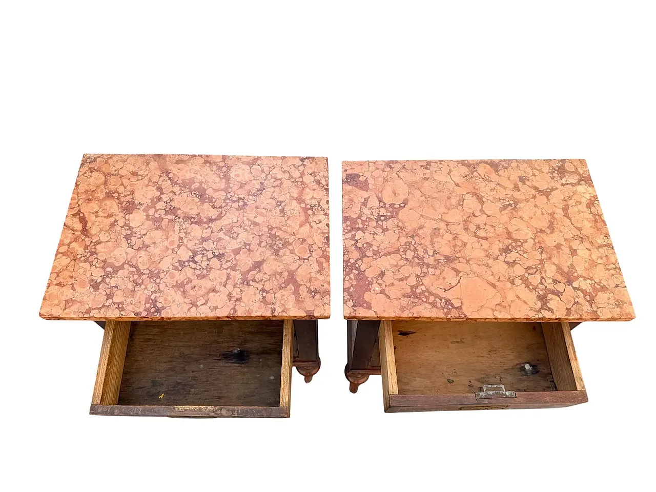 Pair of Louis XVI style inlaid bedside tables, 1950s 6