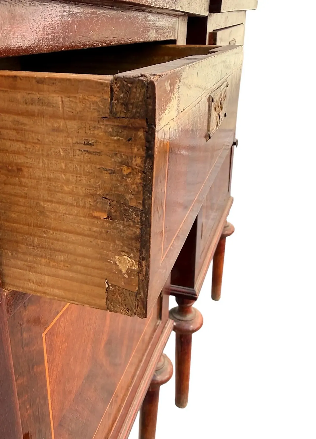 Pair of Louis XVI style inlaid bedside tables, 1950s 11