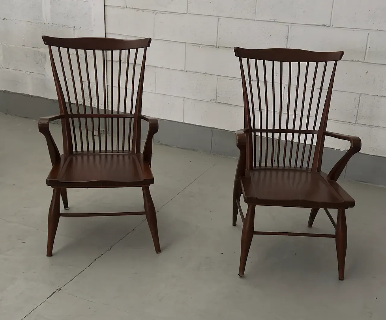 Pair of wooden chairs by Maurizio Tempestini, 1950s 2