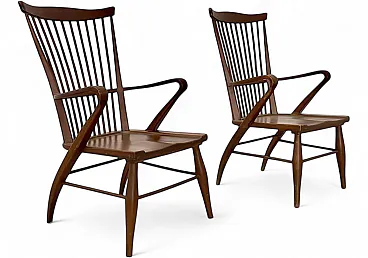 Pair of wooden chairs by Maurizio Tempestini, 1950s