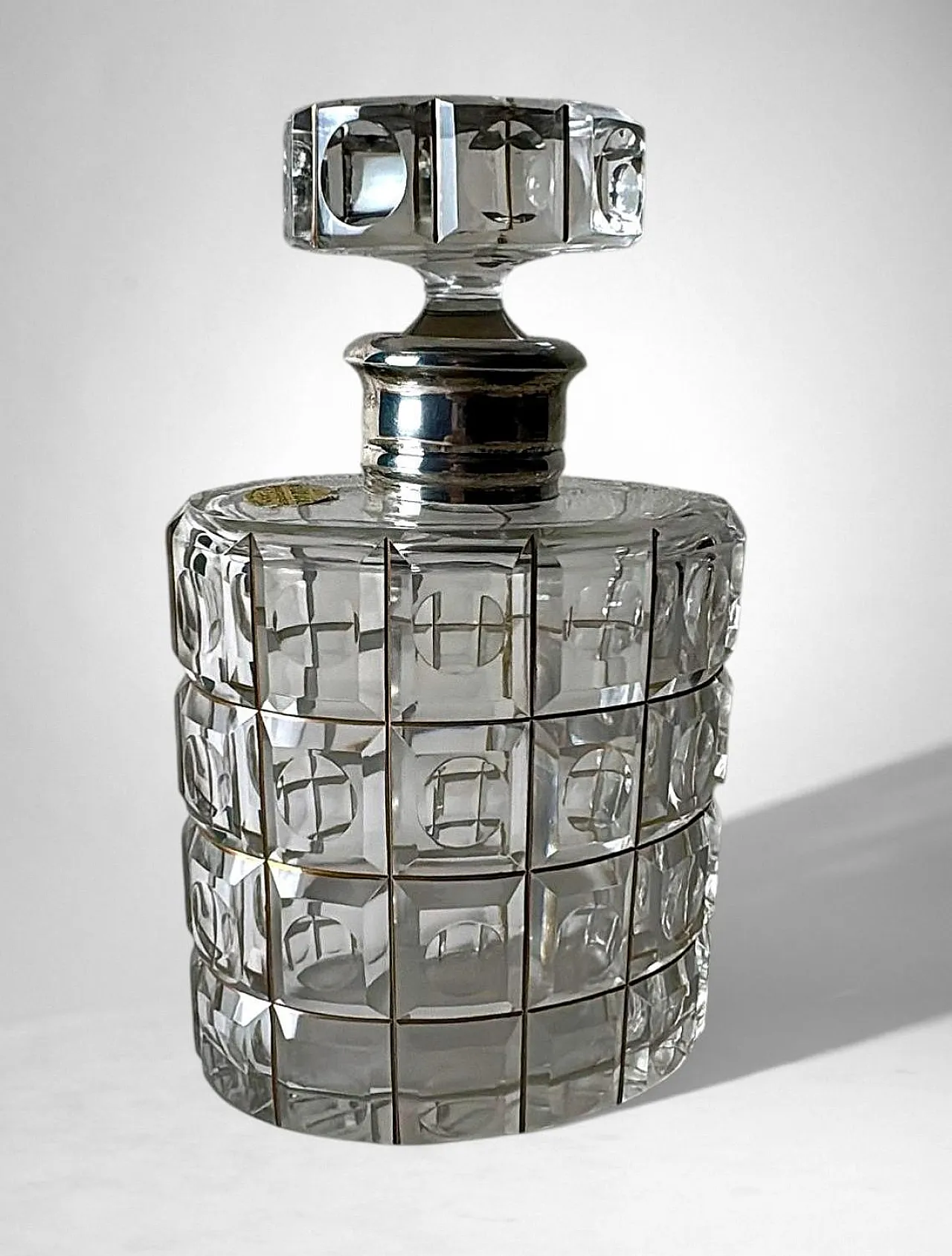 Crystal decanter, 925 silver collar by Cacchione Milano, 20th century 2
