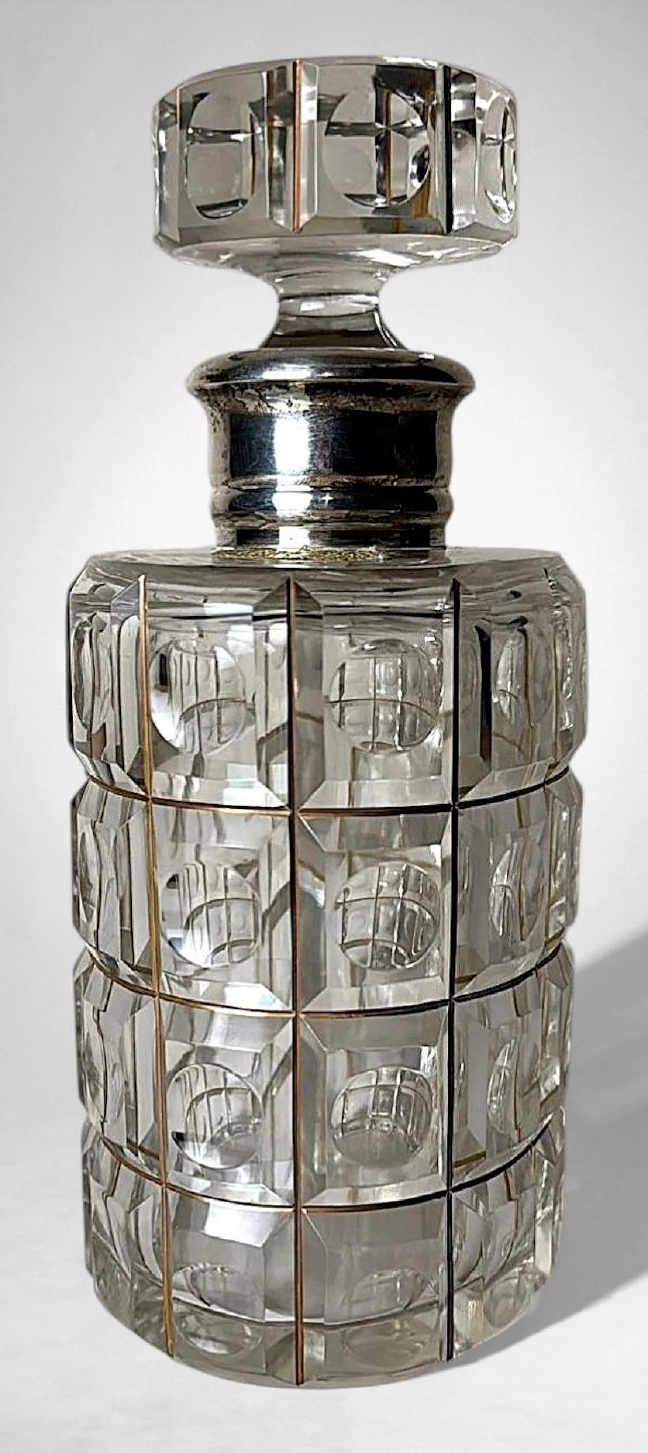 Crystal decanter, 925 silver collar by Cacchione Milano, 20th century 4