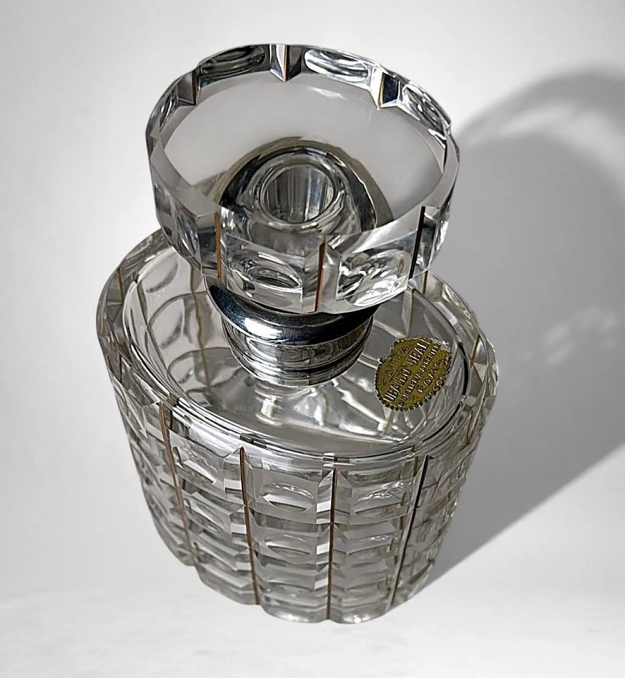 Crystal decanter, 925 silver collar by Cacchione Milano, 20th century 6