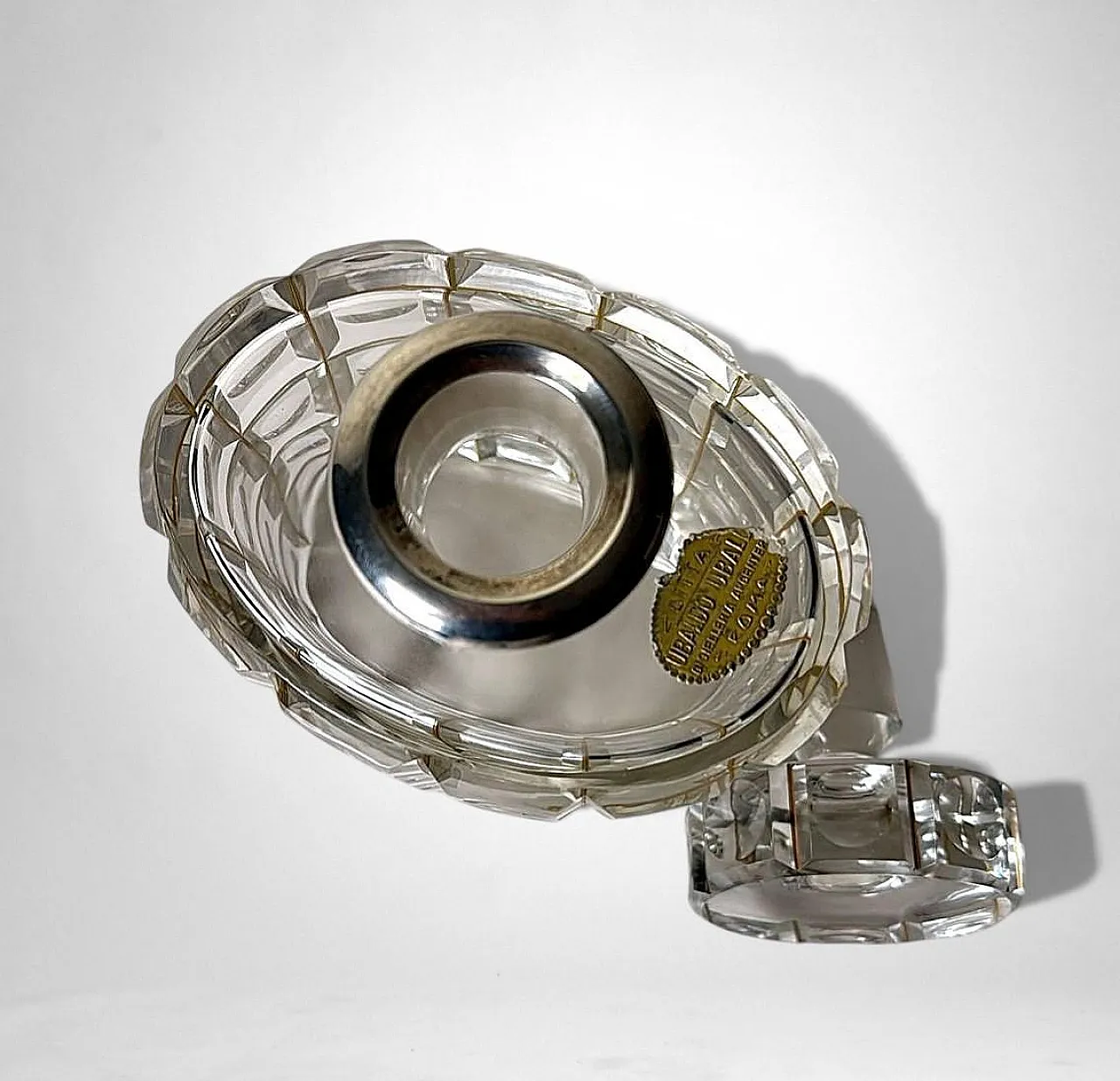 Crystal decanter, 925 silver collar by Cacchione Milano, 20th century 7