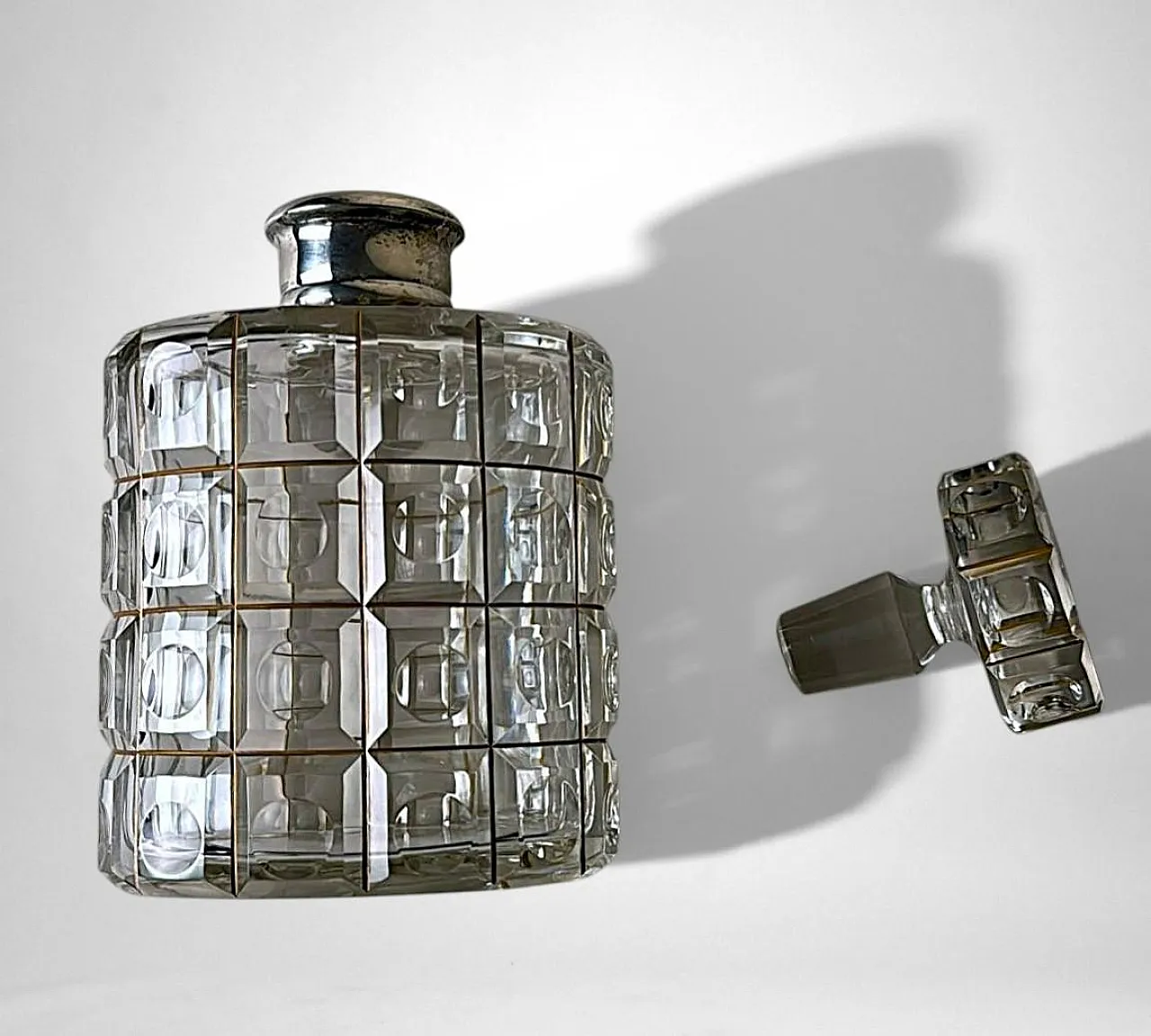 Crystal decanter, 925 silver collar by Cacchione Milano, 20th century 8