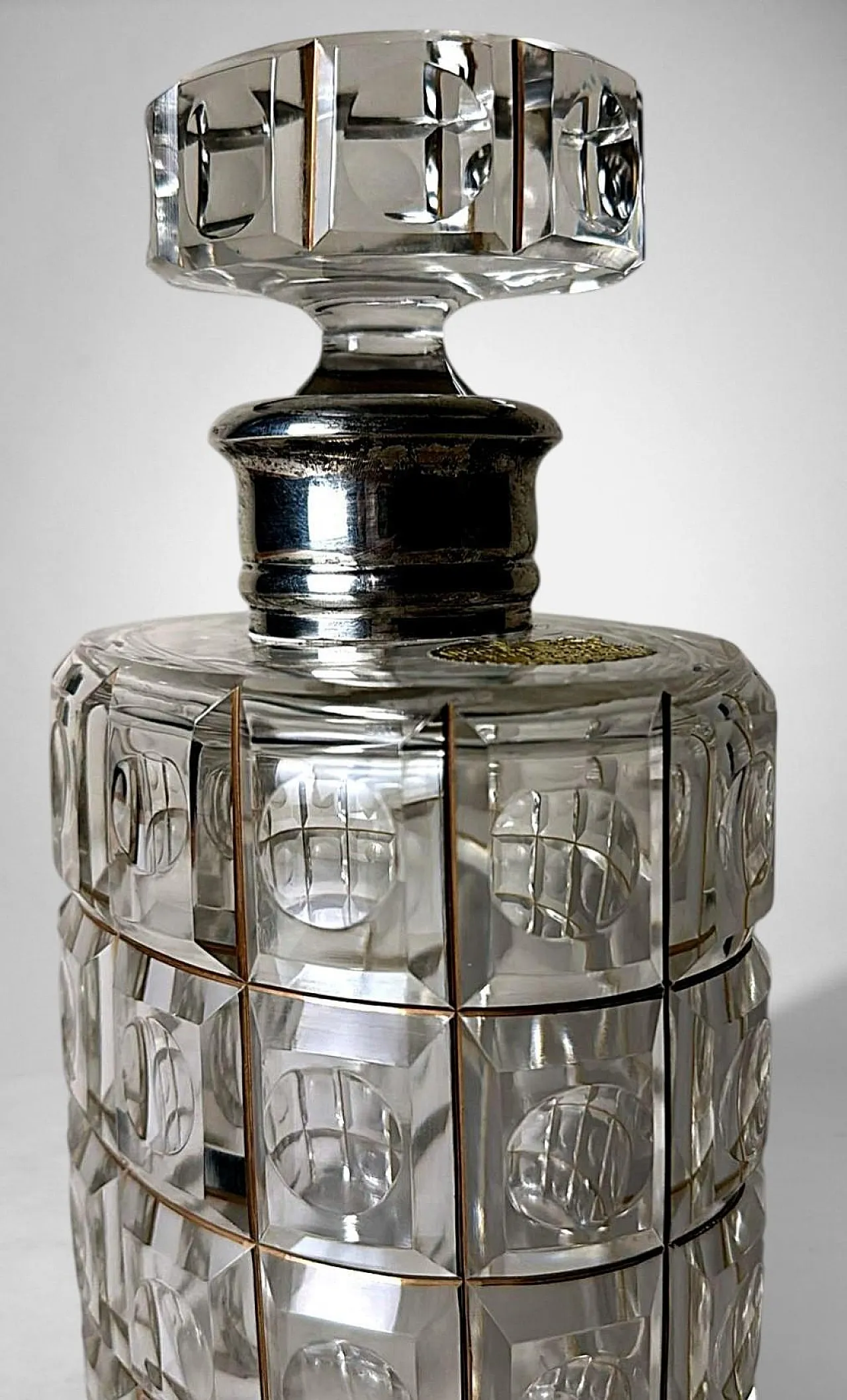 Crystal decanter, 925 silver collar by Cacchione Milano, 20th century 11