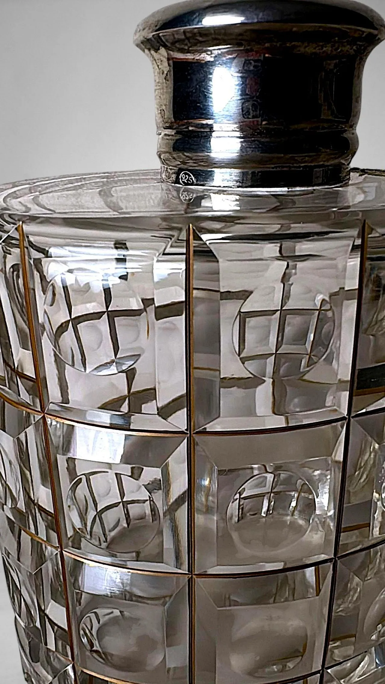 Crystal decanter, 925 silver collar by Cacchione Milano, 20th century 12