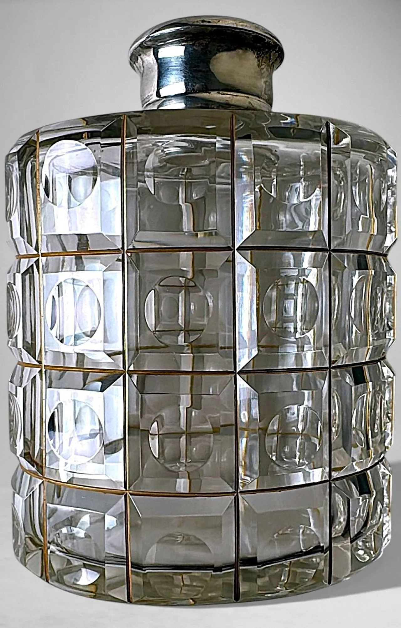 Crystal decanter, 925 silver collar by Cacchione Milano, 20th century 13