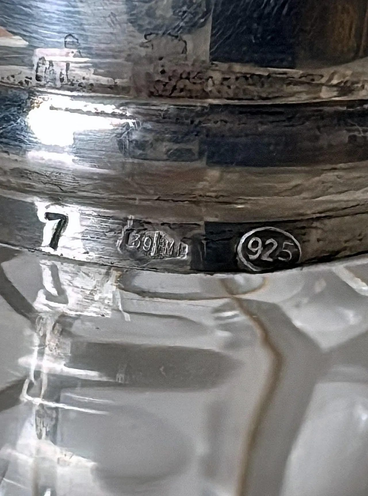 Crystal decanter, 925 silver collar by Cacchione Milano, 20th century 16