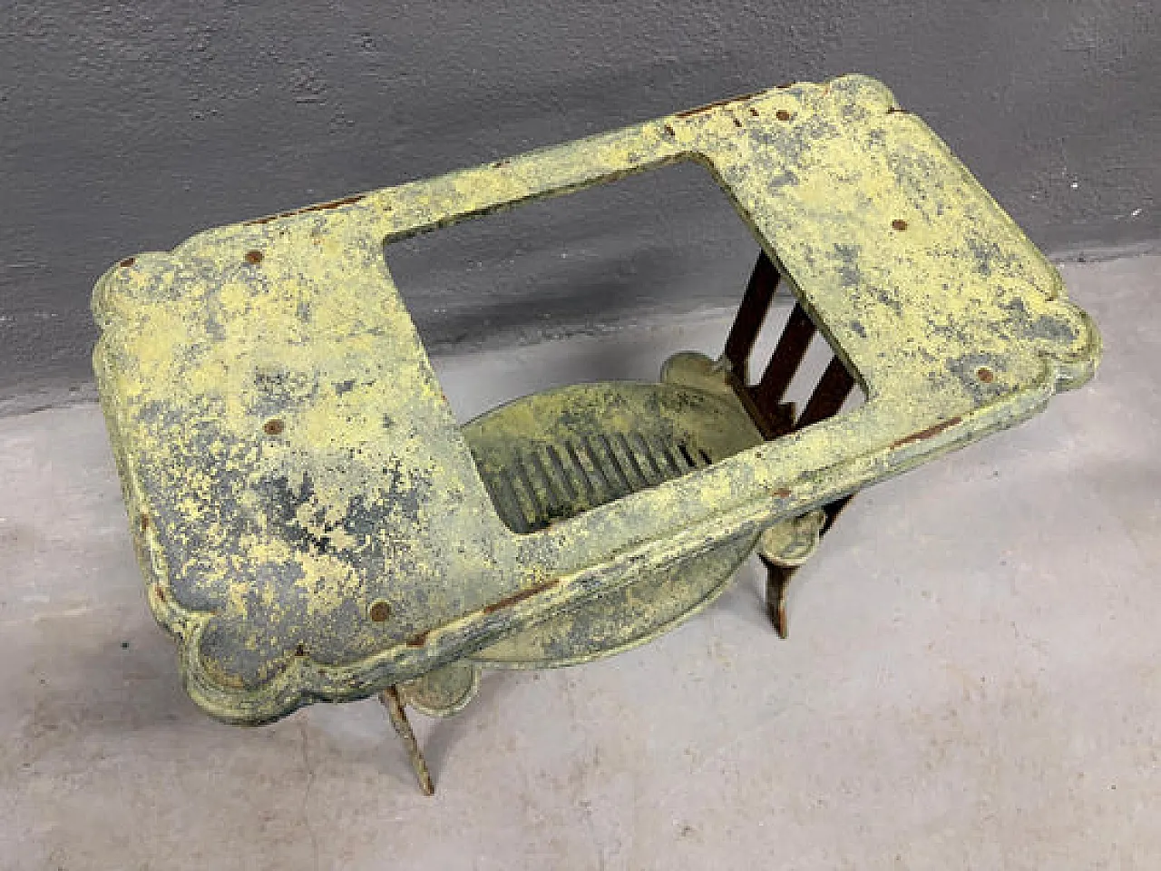 Metal table with integrated opening and lower shelf, 20th century 5