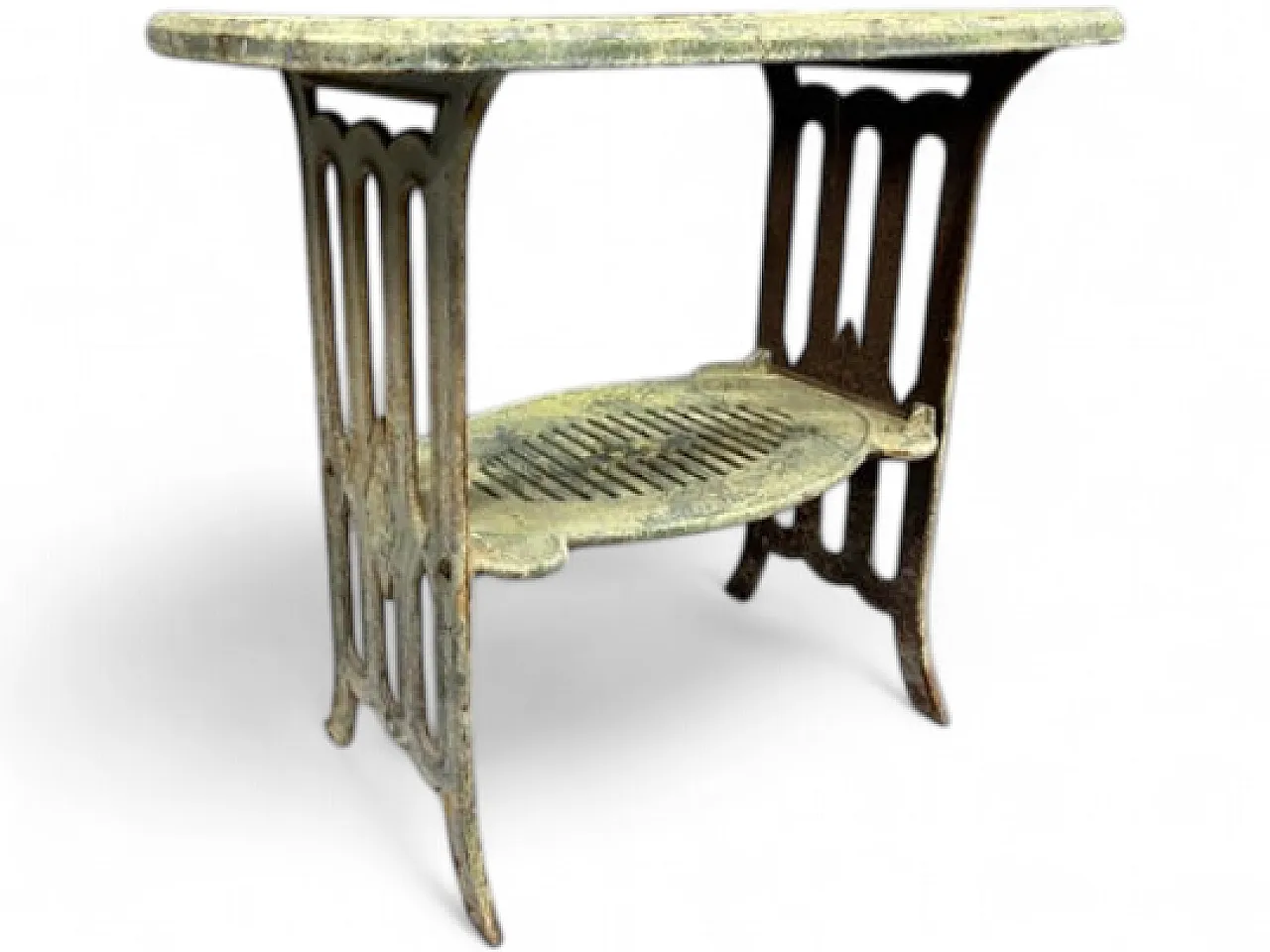 Metal table with integrated opening and lower shelf, 20th century 7