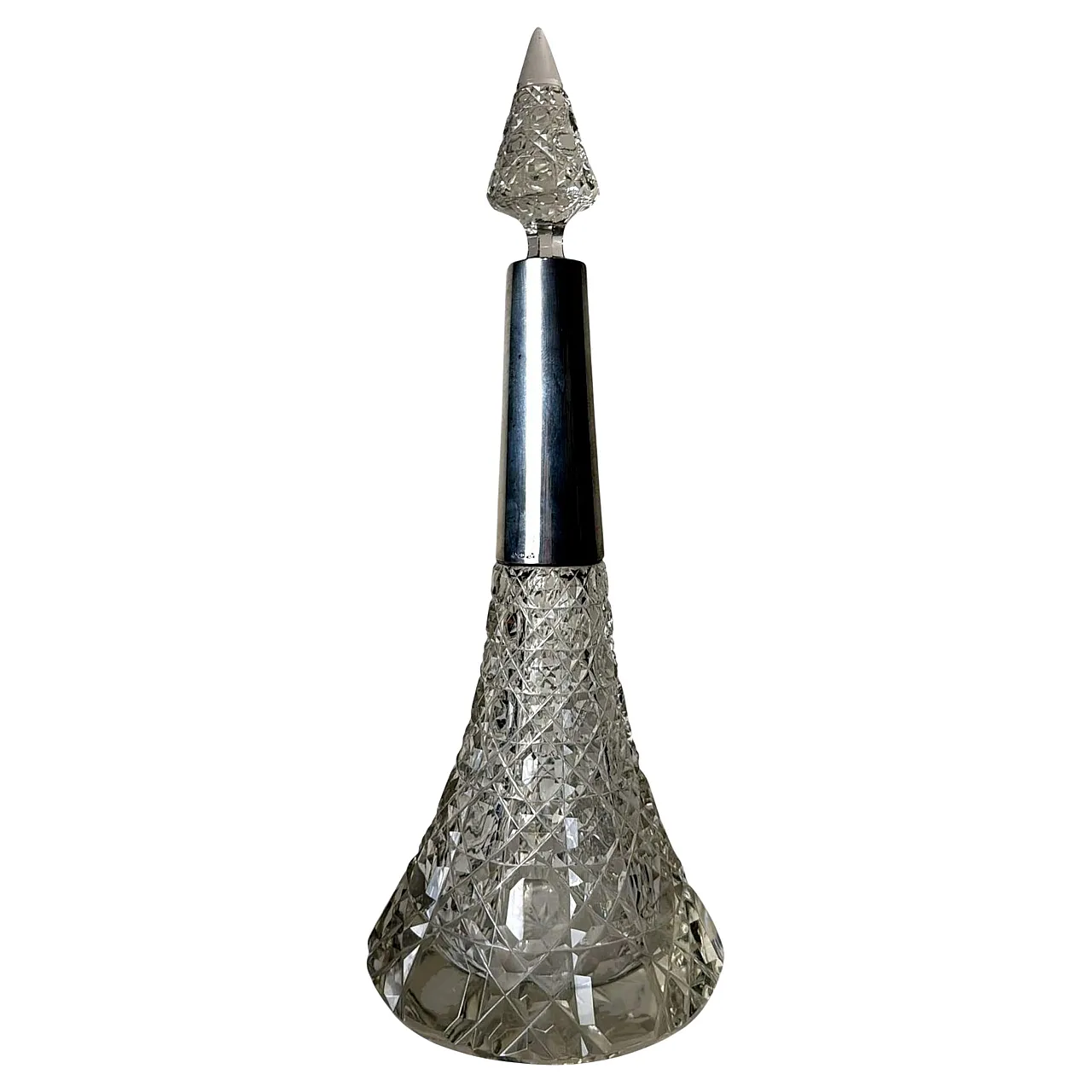 Biedermeier crystal perfume bottle with sterling silver, 19th century 1